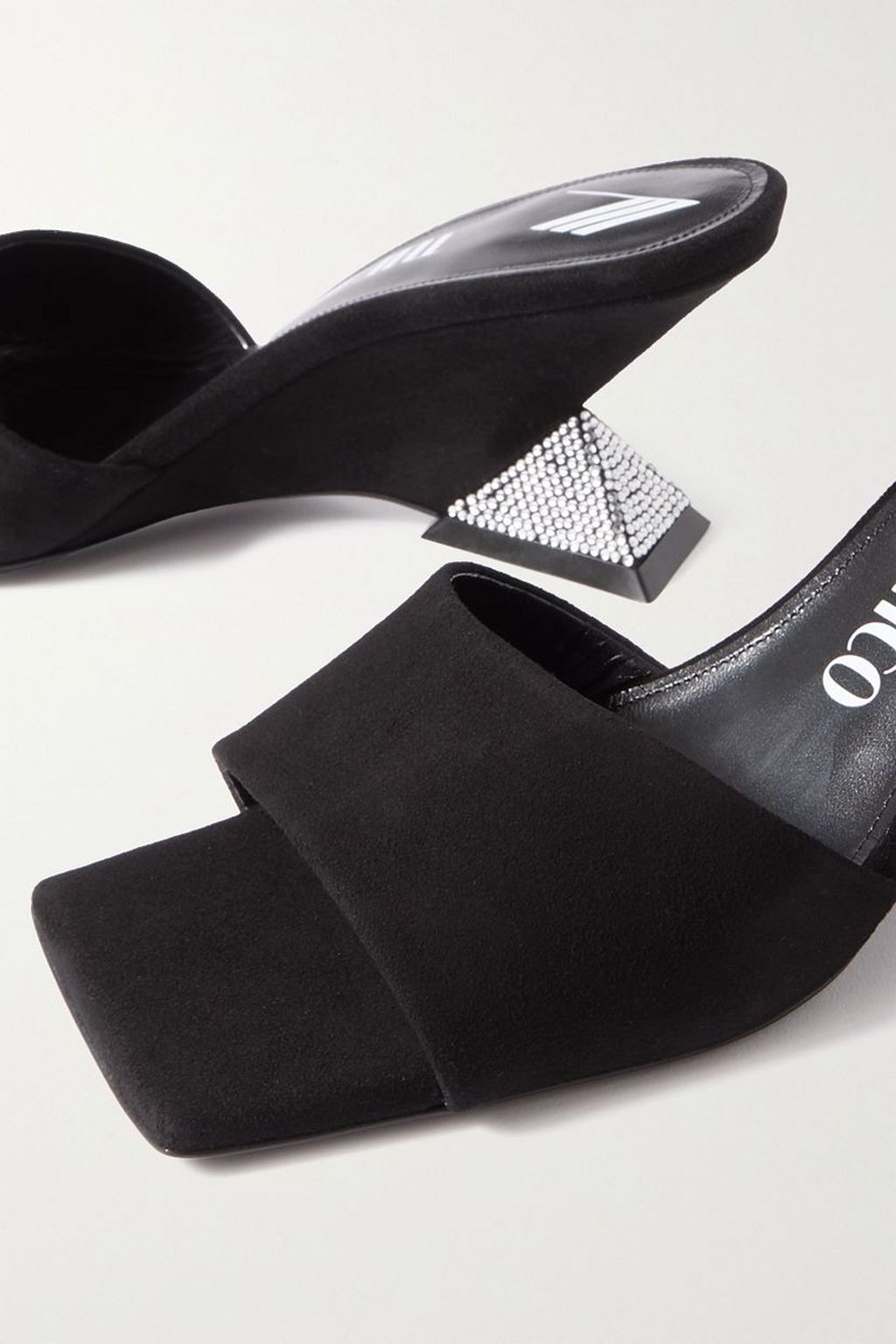 THE ATTICO Cheope crystal-embellished suede mules