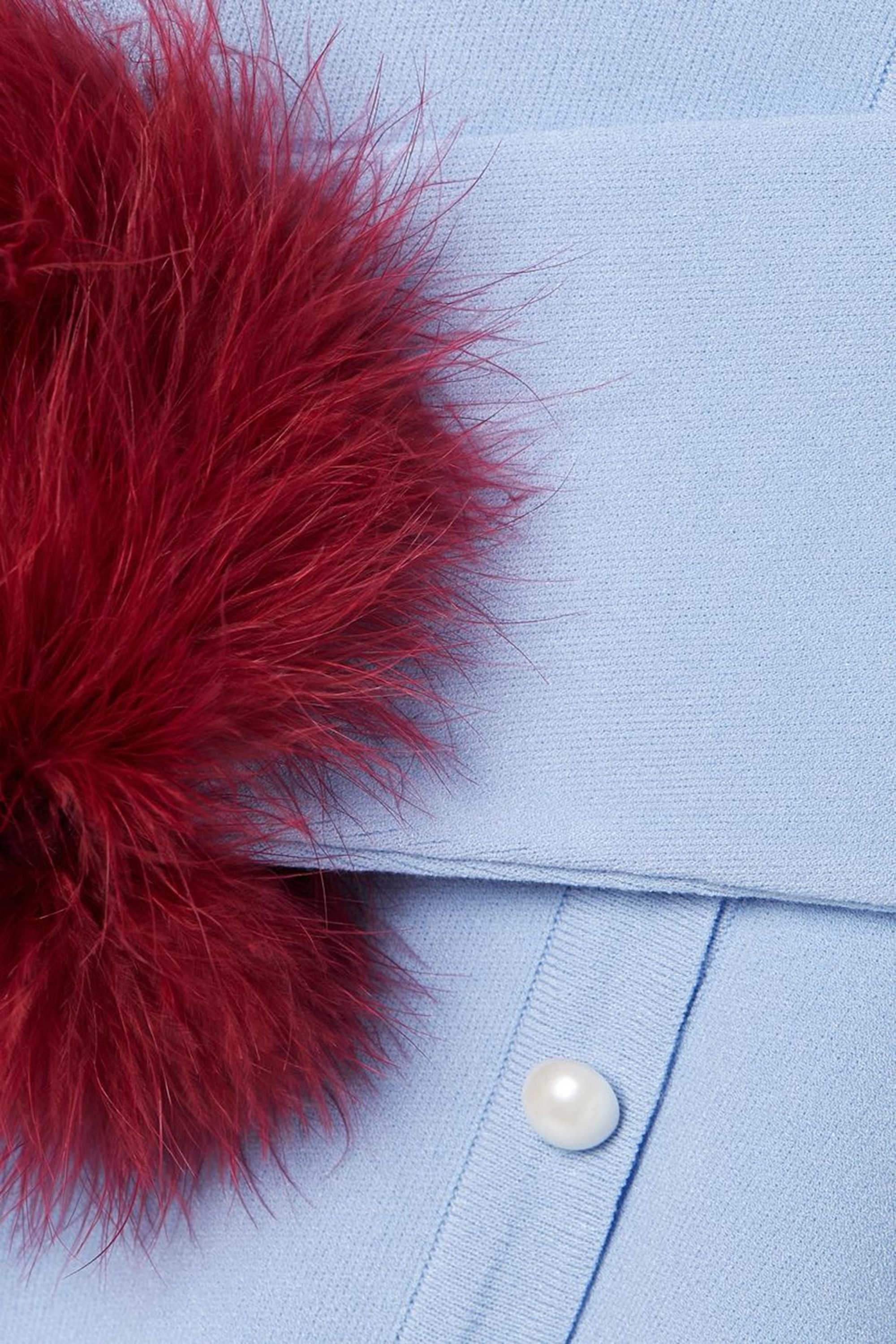 Sleeper Convertible cropped feather-trimmed knitted cardigan