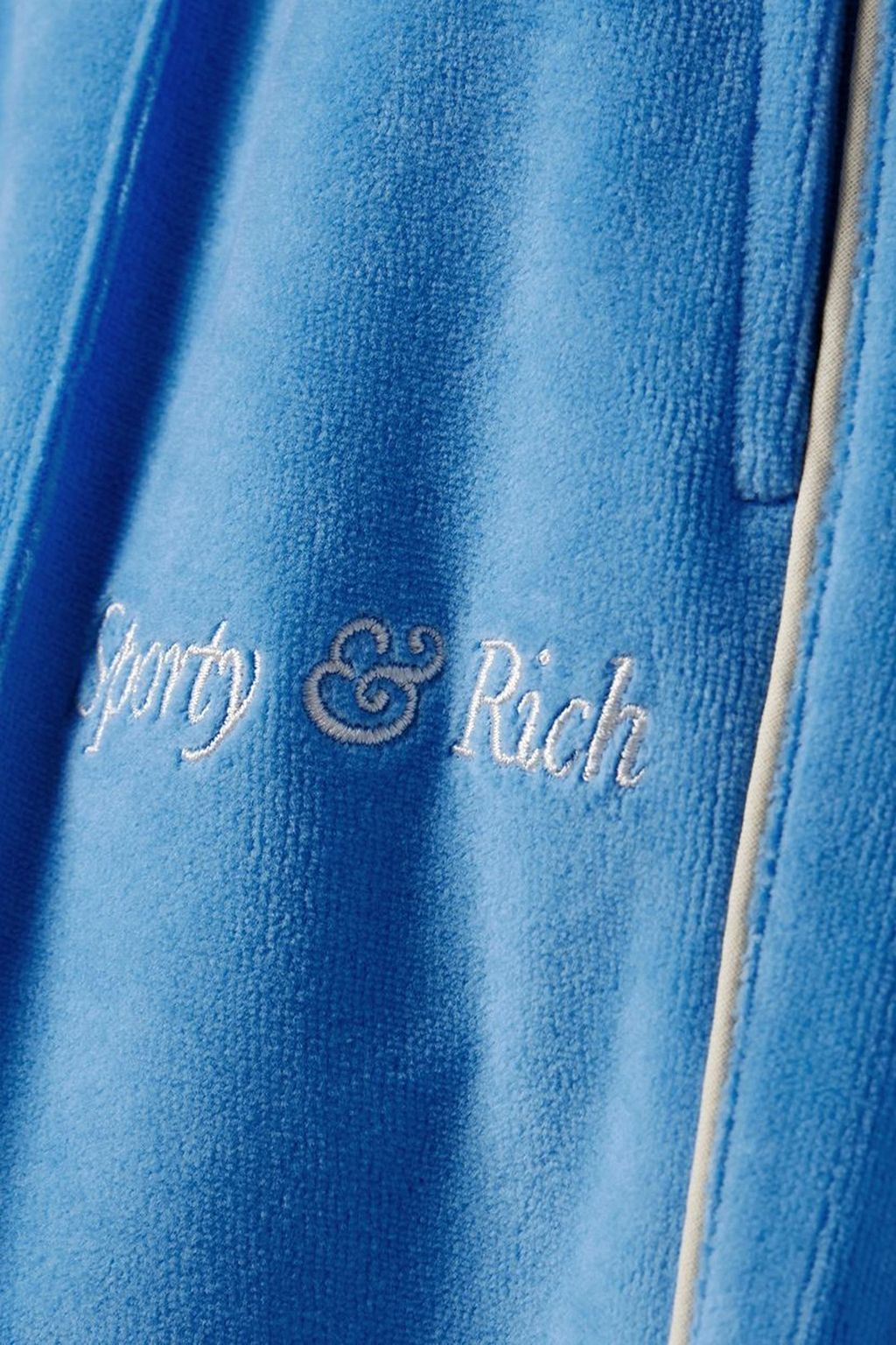 SPORTY & RICH Embroidered cotton-velour track pants