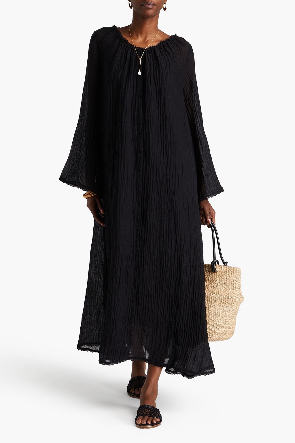 BY MALENE BIRGER ラミー&プリーツ加工 コットン混ガーゼ マキシワンピース