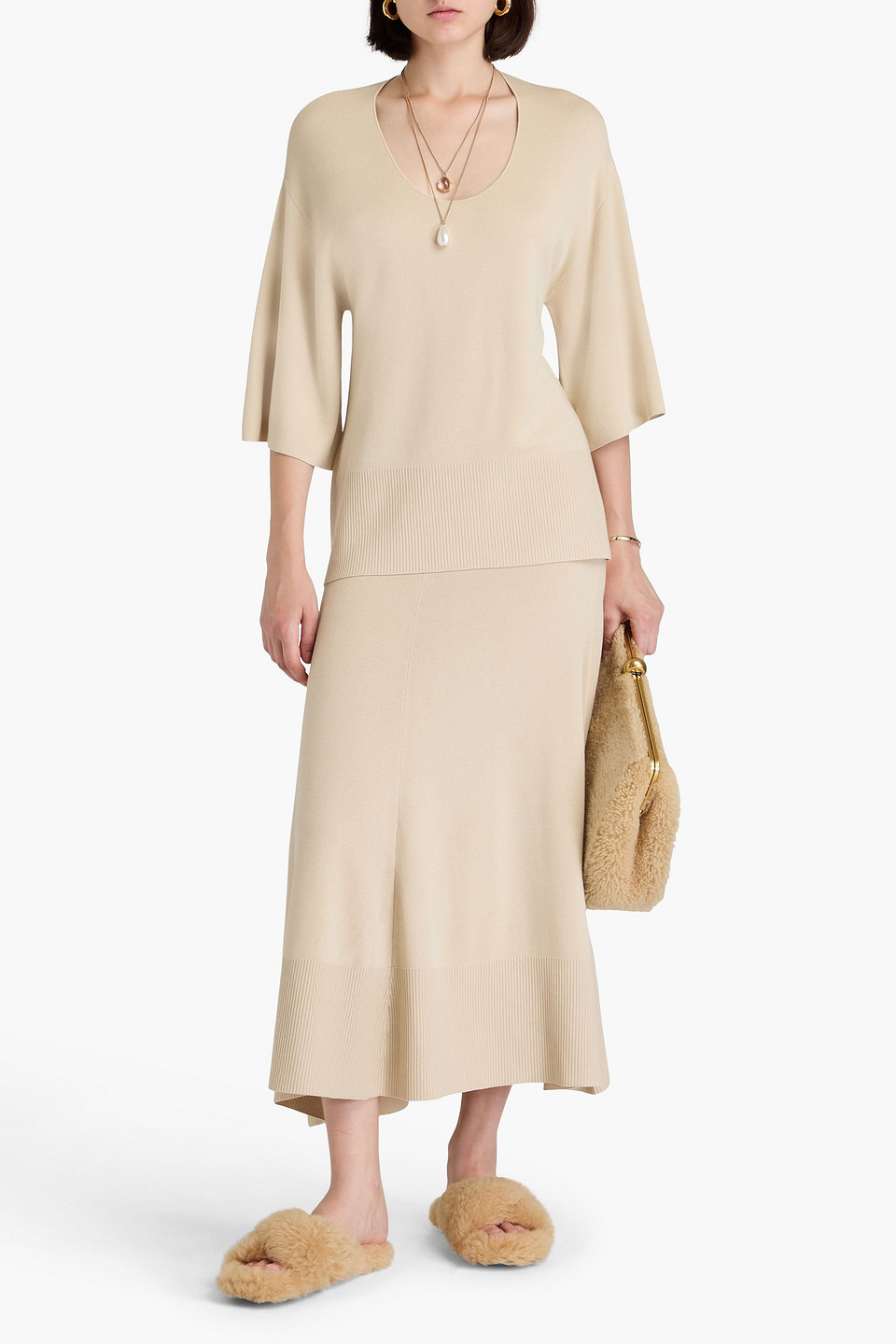 By Malene Birger Thelia Tencel™ Lyocell-blend Sweater In Beige