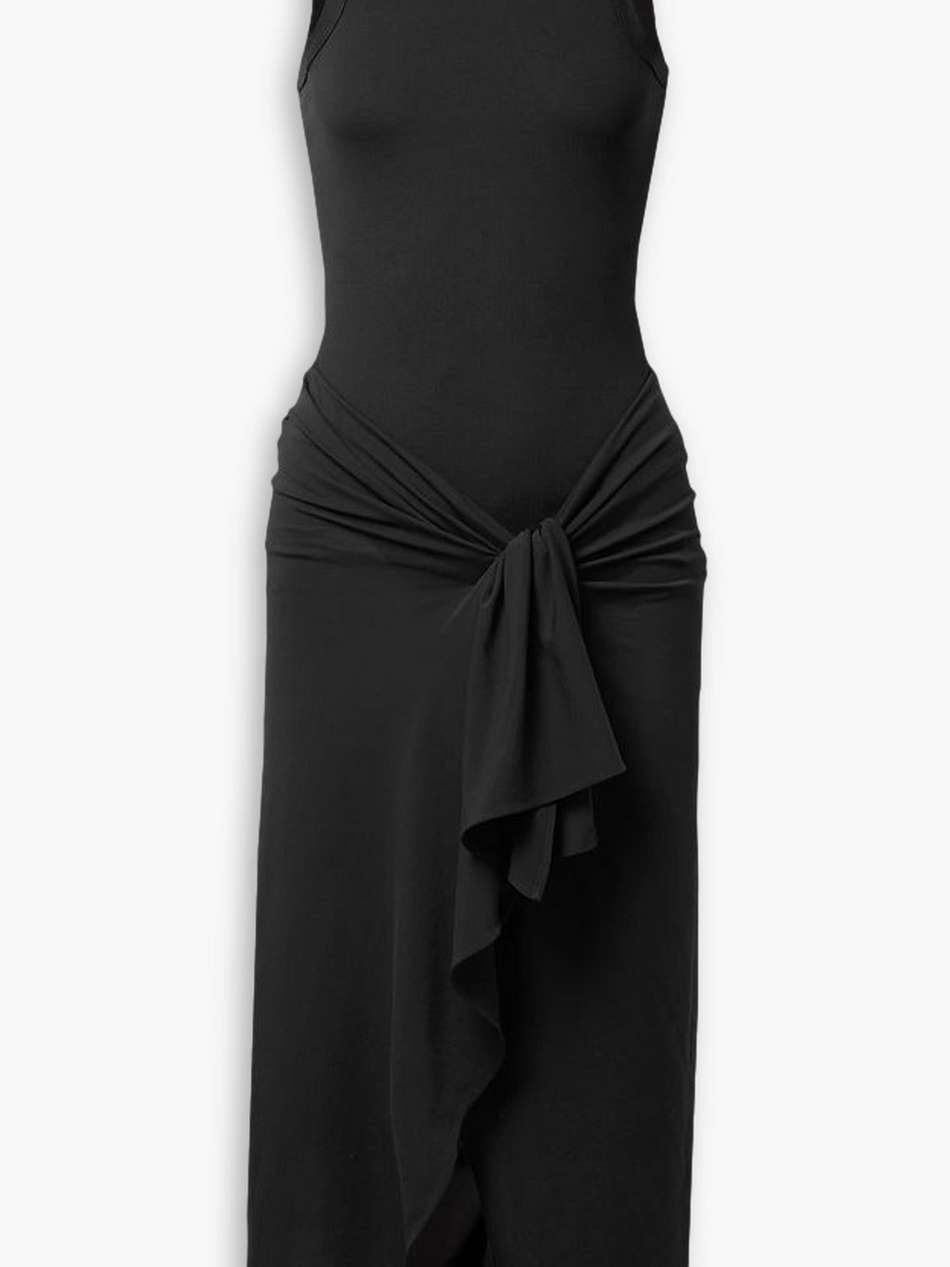 mirna cutout draped jersey midi dress