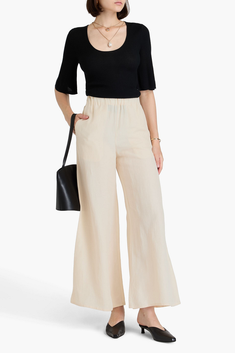 Shop By Malene Birger Campine Wide-leg Pants In Ecru