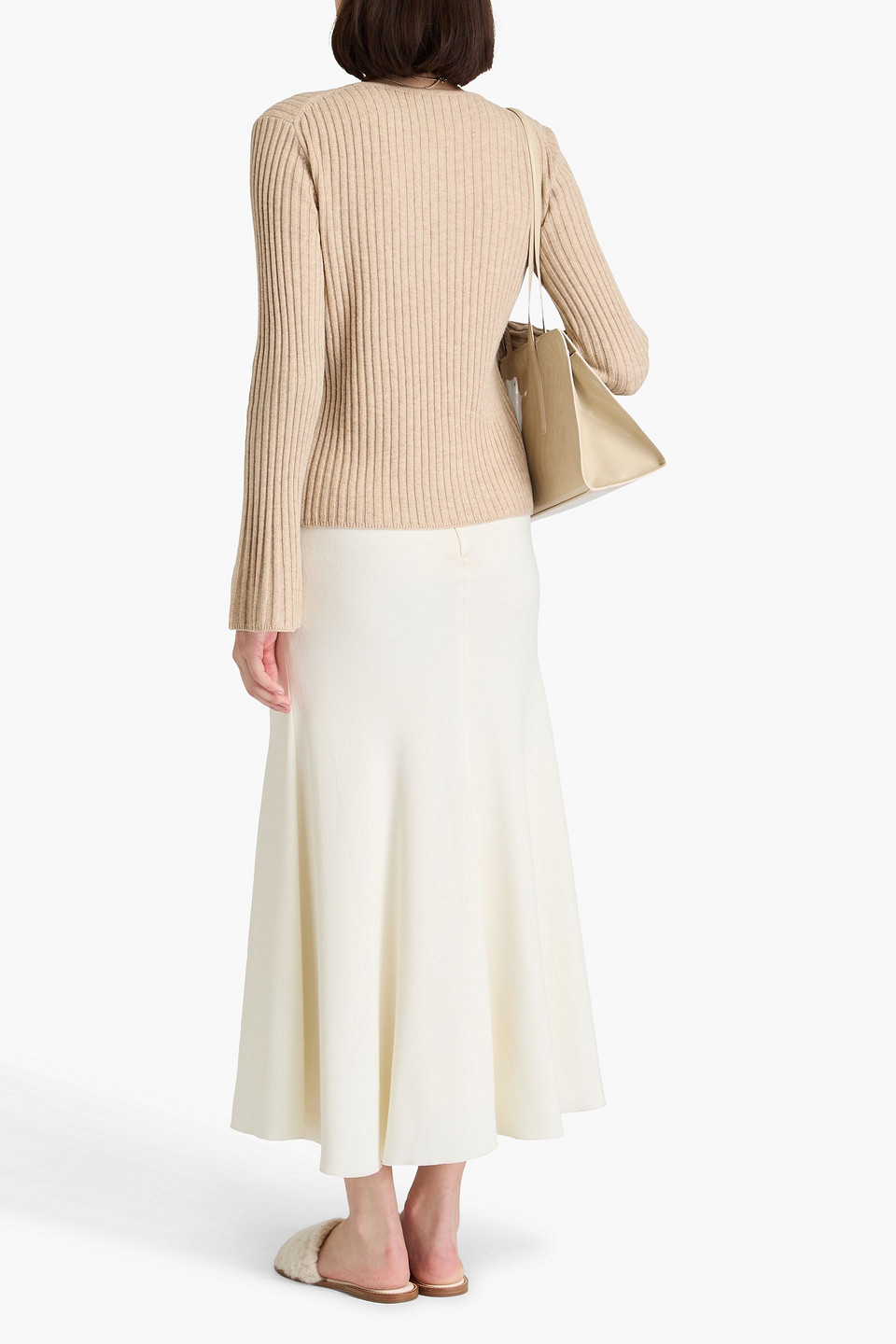 By Malene Birger Cirane Ribbed Wool Cardigan In Beige