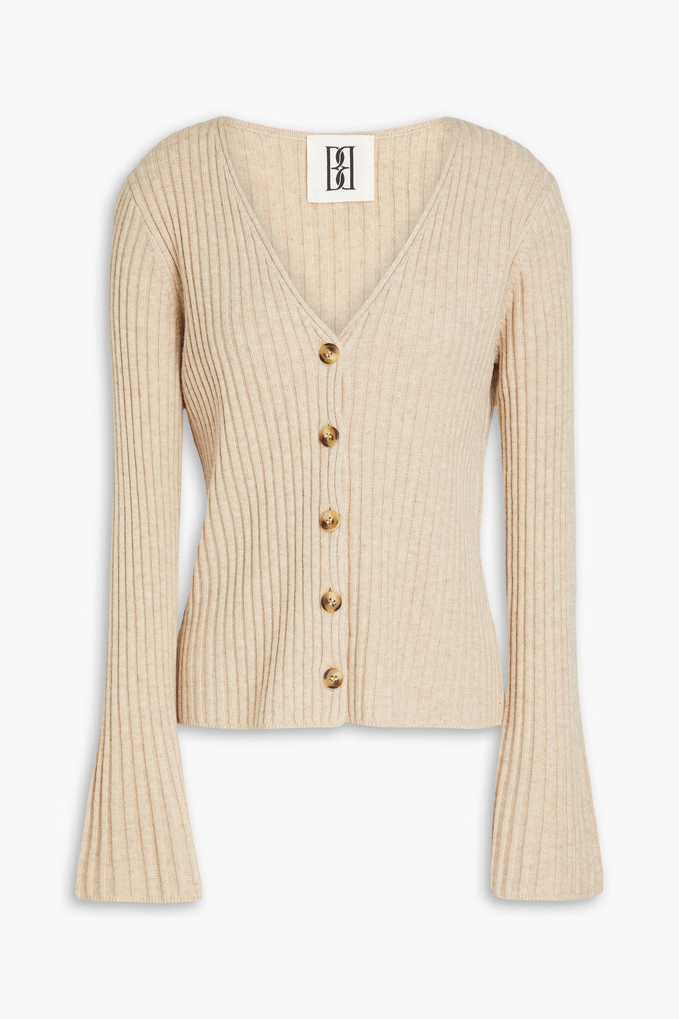 By Malene Birger Cirane Ribbed Wool Cardigan In Beige