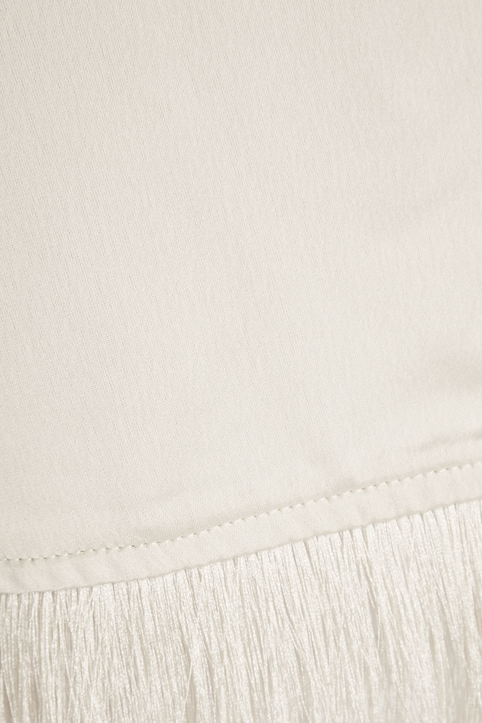 By Malene Birger Avelas Fringed Crepe-satin Blouse In Off-white
