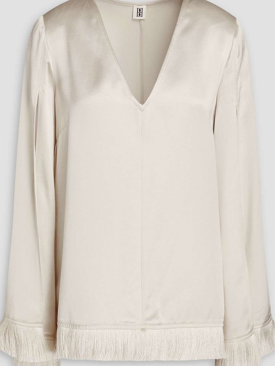 avelas fringed satin-crepe blouse