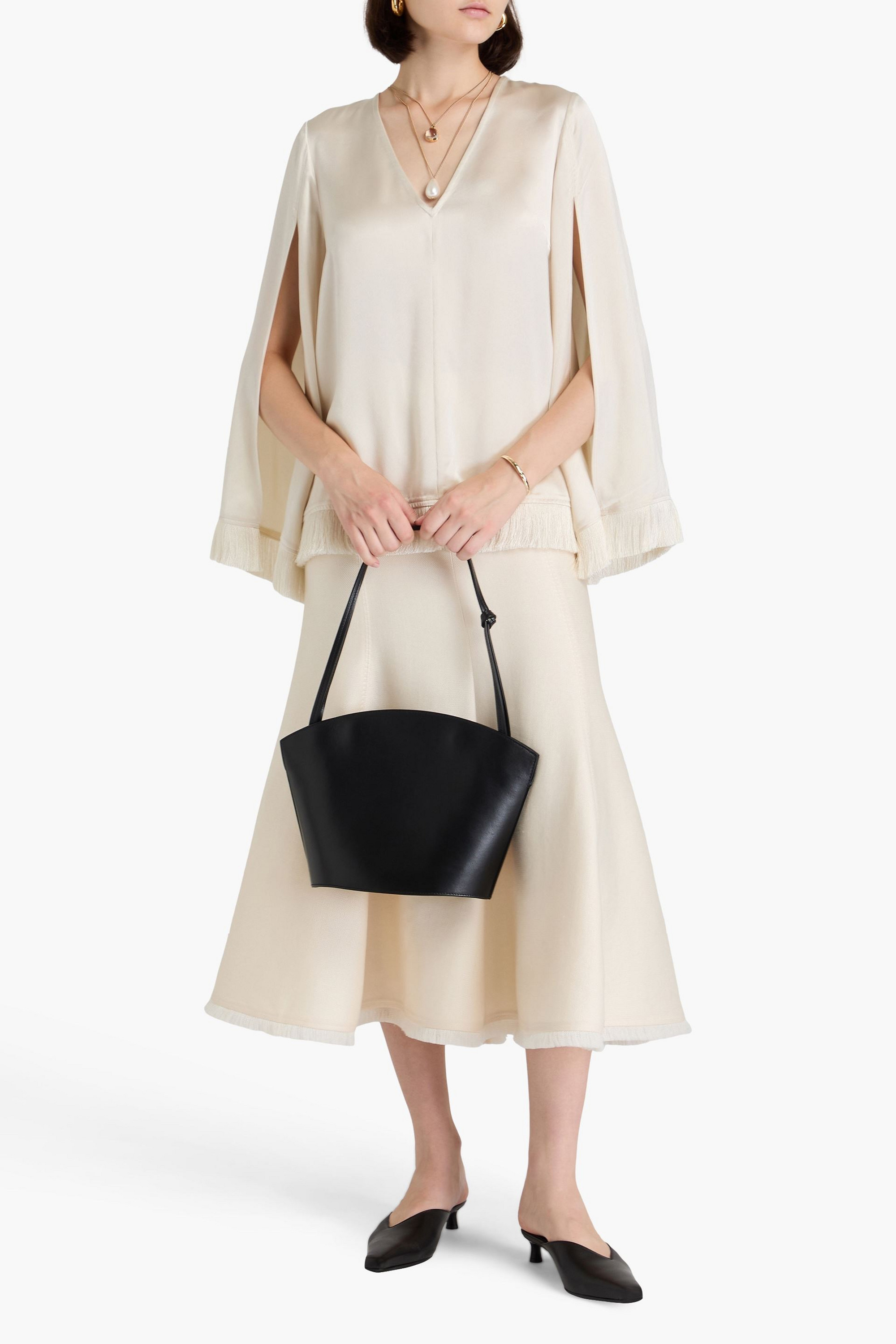 By Malene Birger Avelas fringed satin-crepe blouse