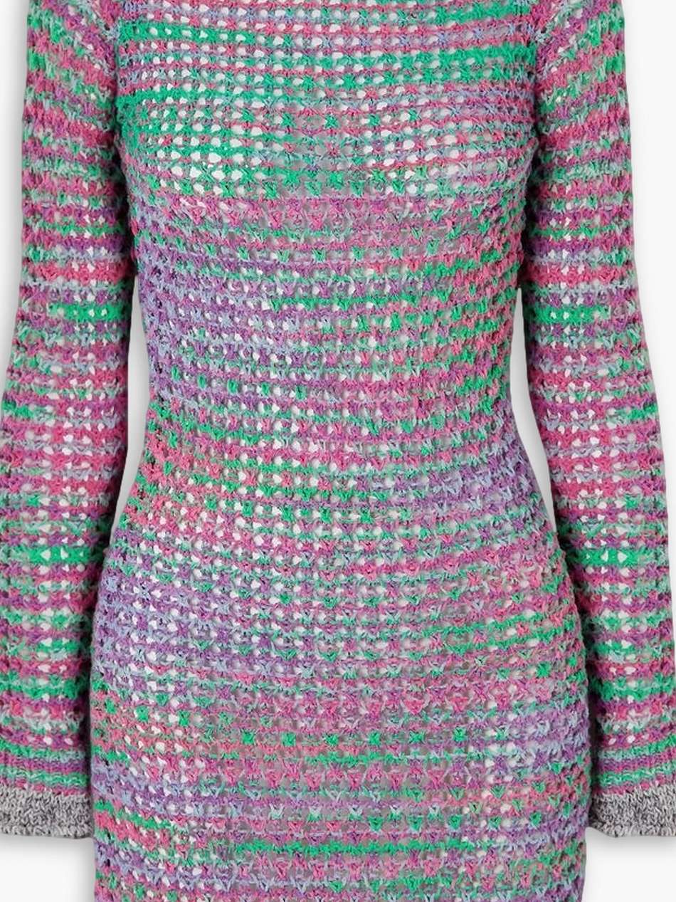 open-back crochet-knit cotton-blend mini dress