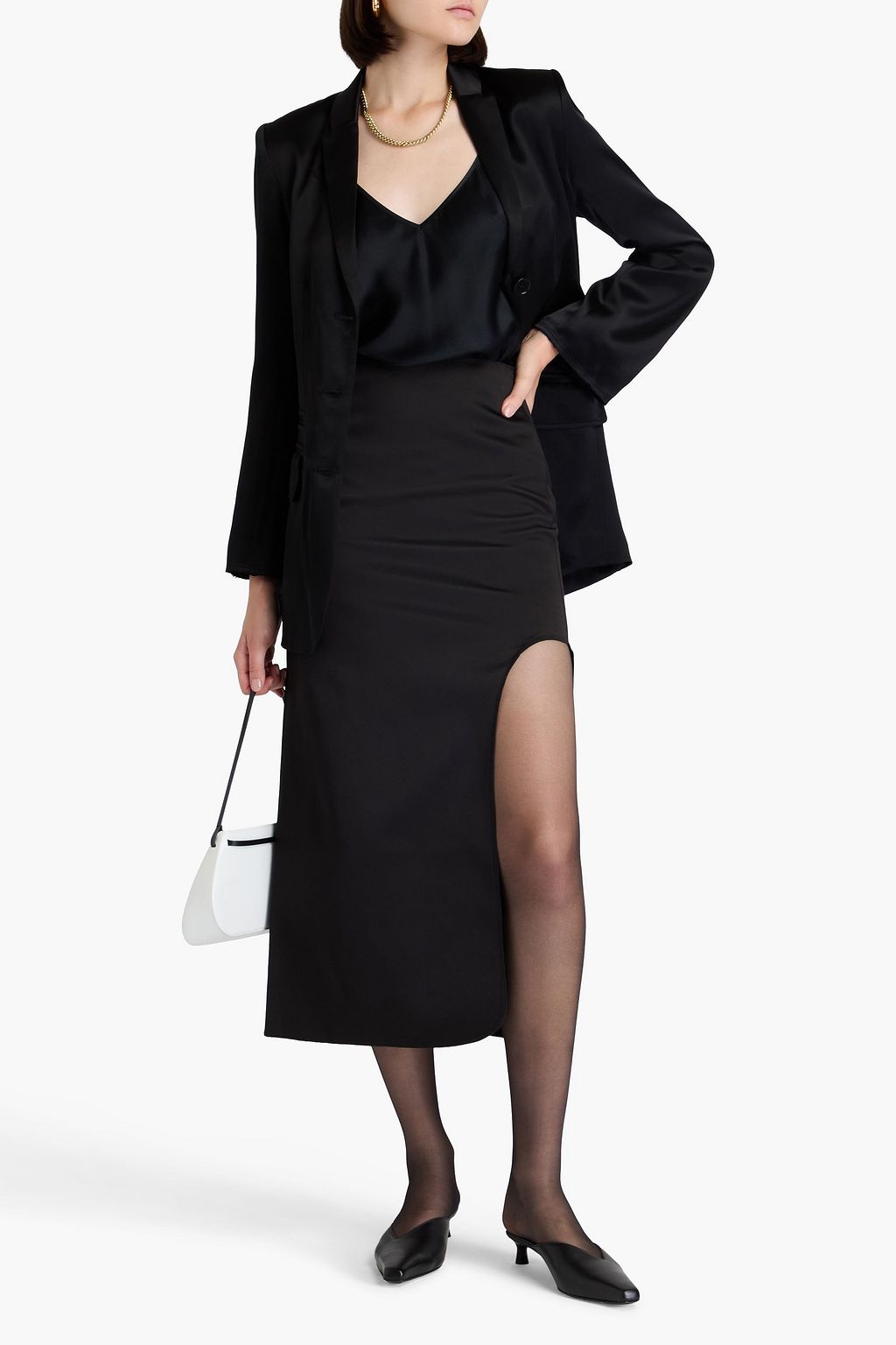 BY MALENE BIRGER 뒤셰스 새틴 미디 스커트