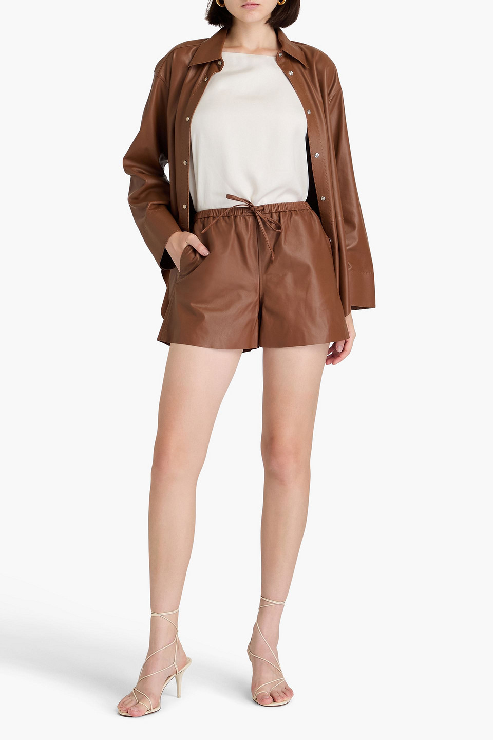 By Malene Birger Ifeiona Leather Shorts In Light Brown