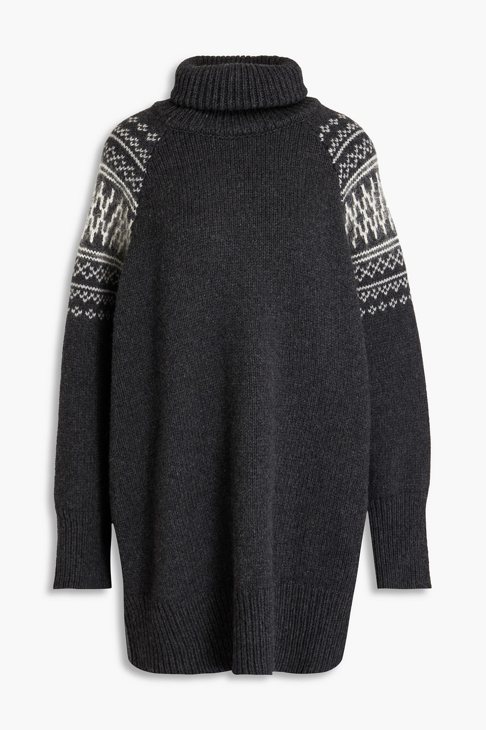 We Norwegians Setesdal Oversized Fair Isle Merino Wool And Cashmere-blend Turtleneck Sweater In Charcoal