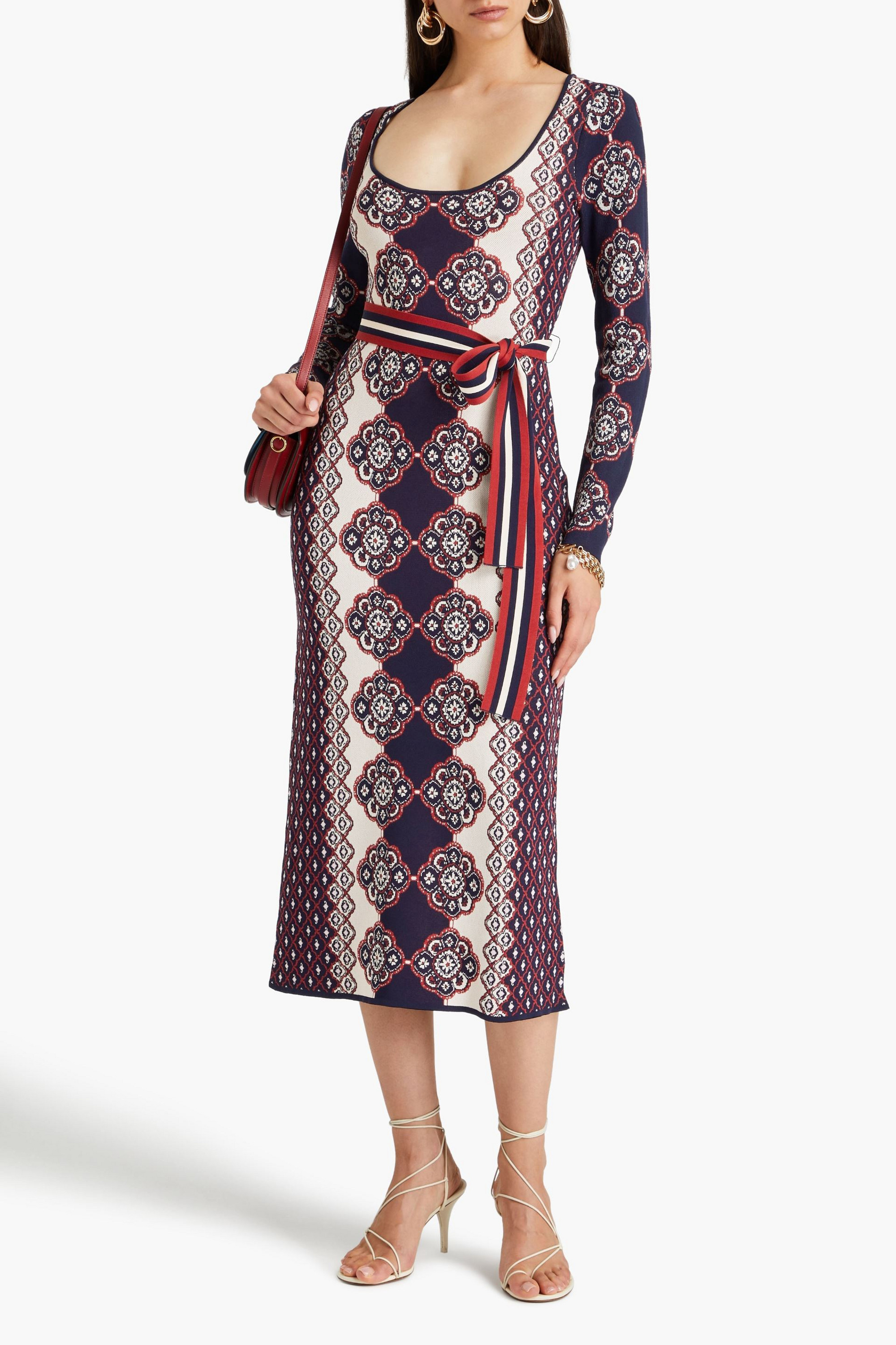 Cara Cara Valerie belted jacquard-knit midi dress