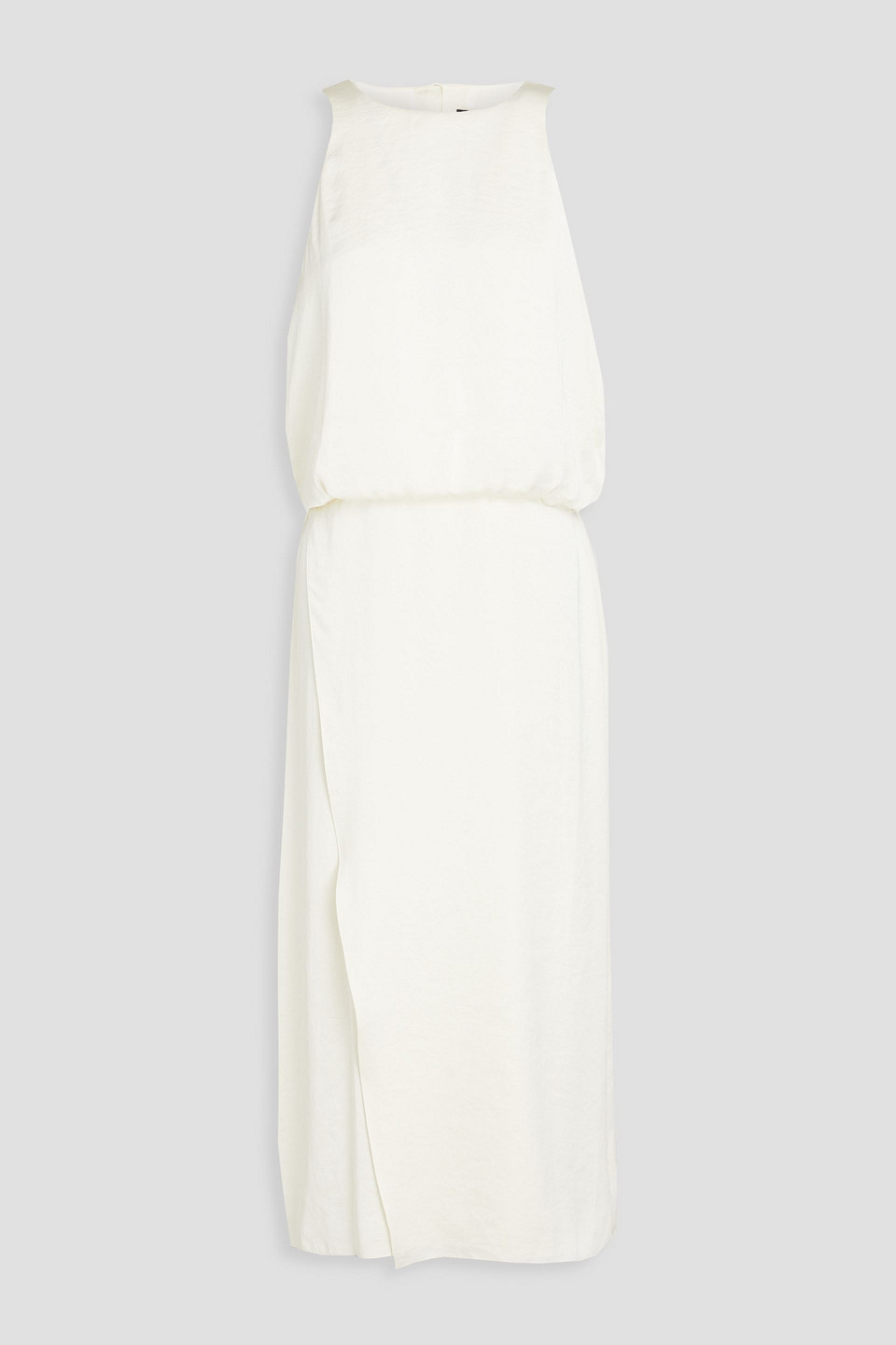 Crinkled wrap-effect satin midi dress