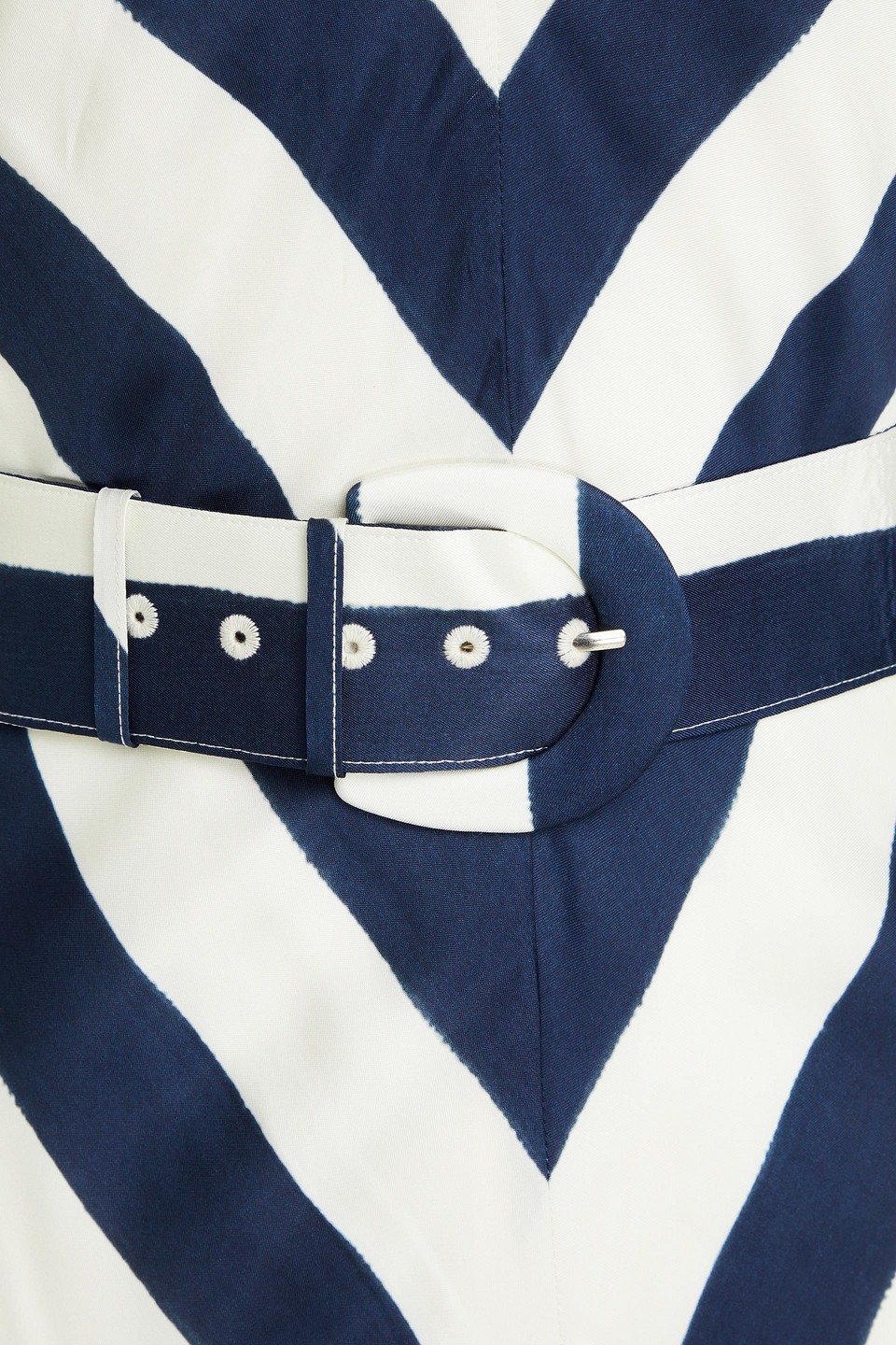 Nicholas Letty Belted Printed Satin-twill Maxi Dress In Navy