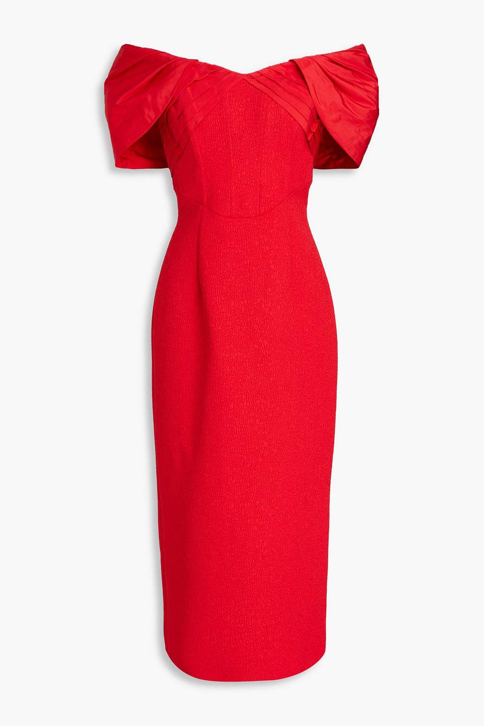 Rebecca Vallance Chiara Off-the-shoulder Midi Dress In Red