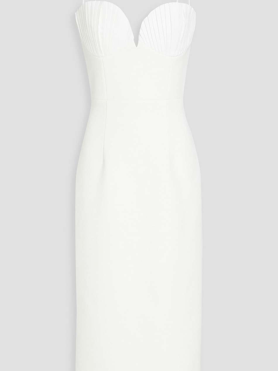 cora pleated crepe midi dress