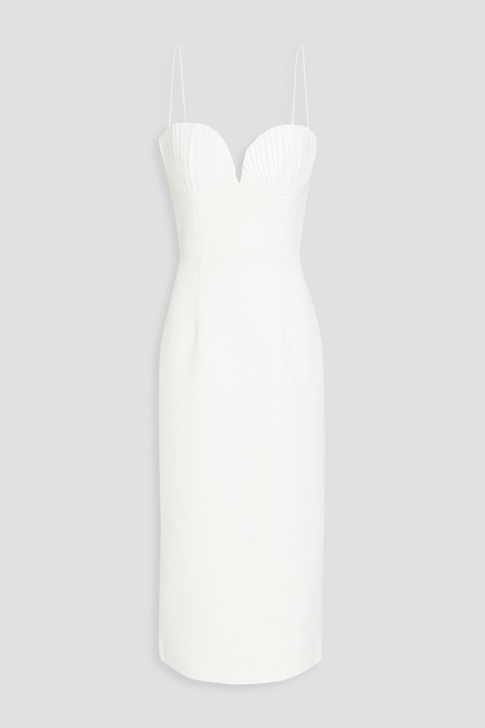 Rebecca Vallance Cora Pleated Crepe Midi Dress In Ivory