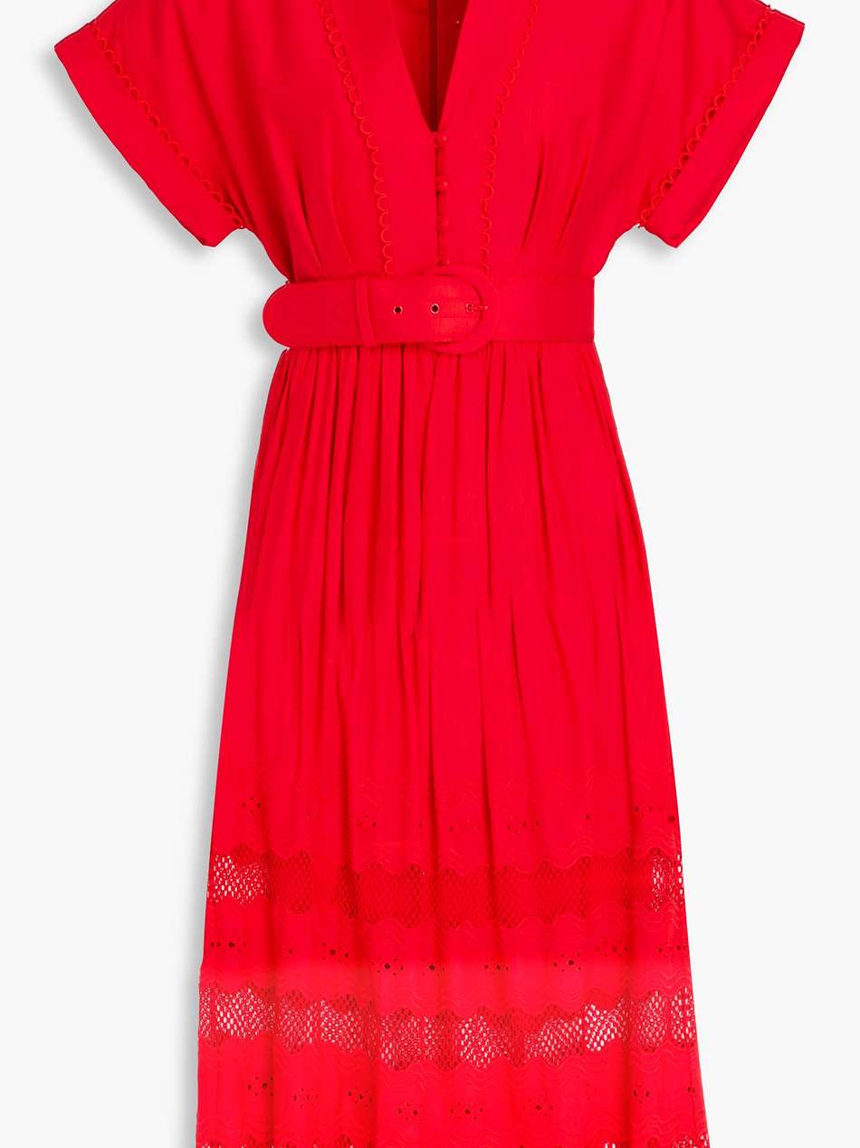 giovanni fringed linen-blend midi shirt dress