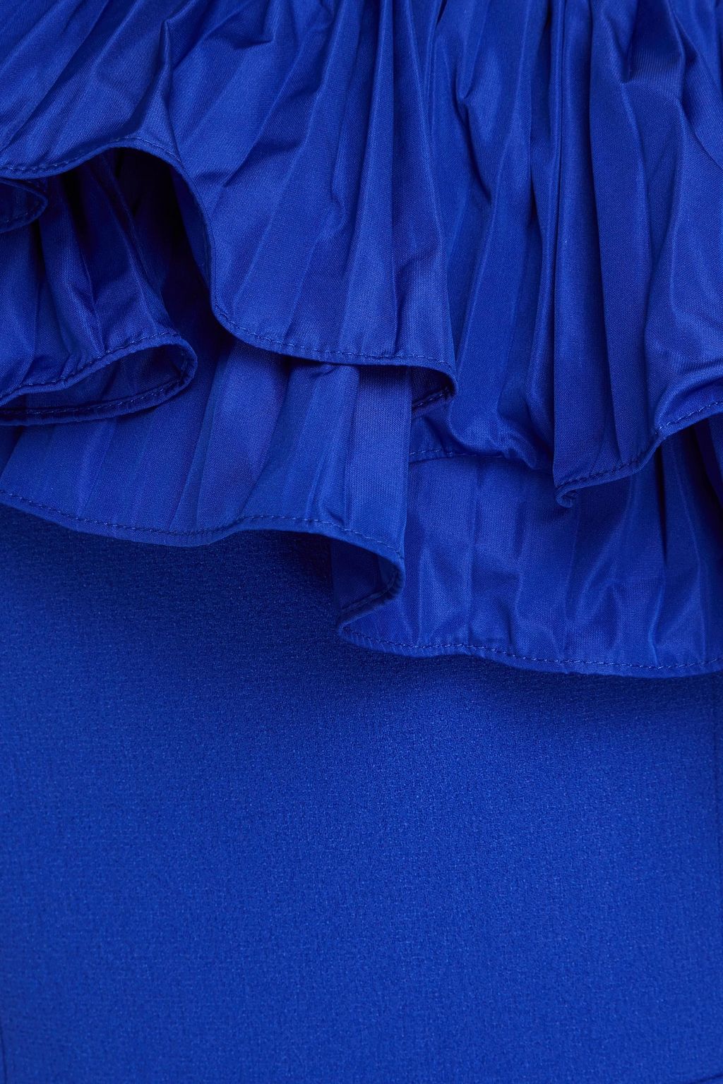 REBECCA VALLANCE Cora one-shoulder ruffled taffeta and crepe midi dress