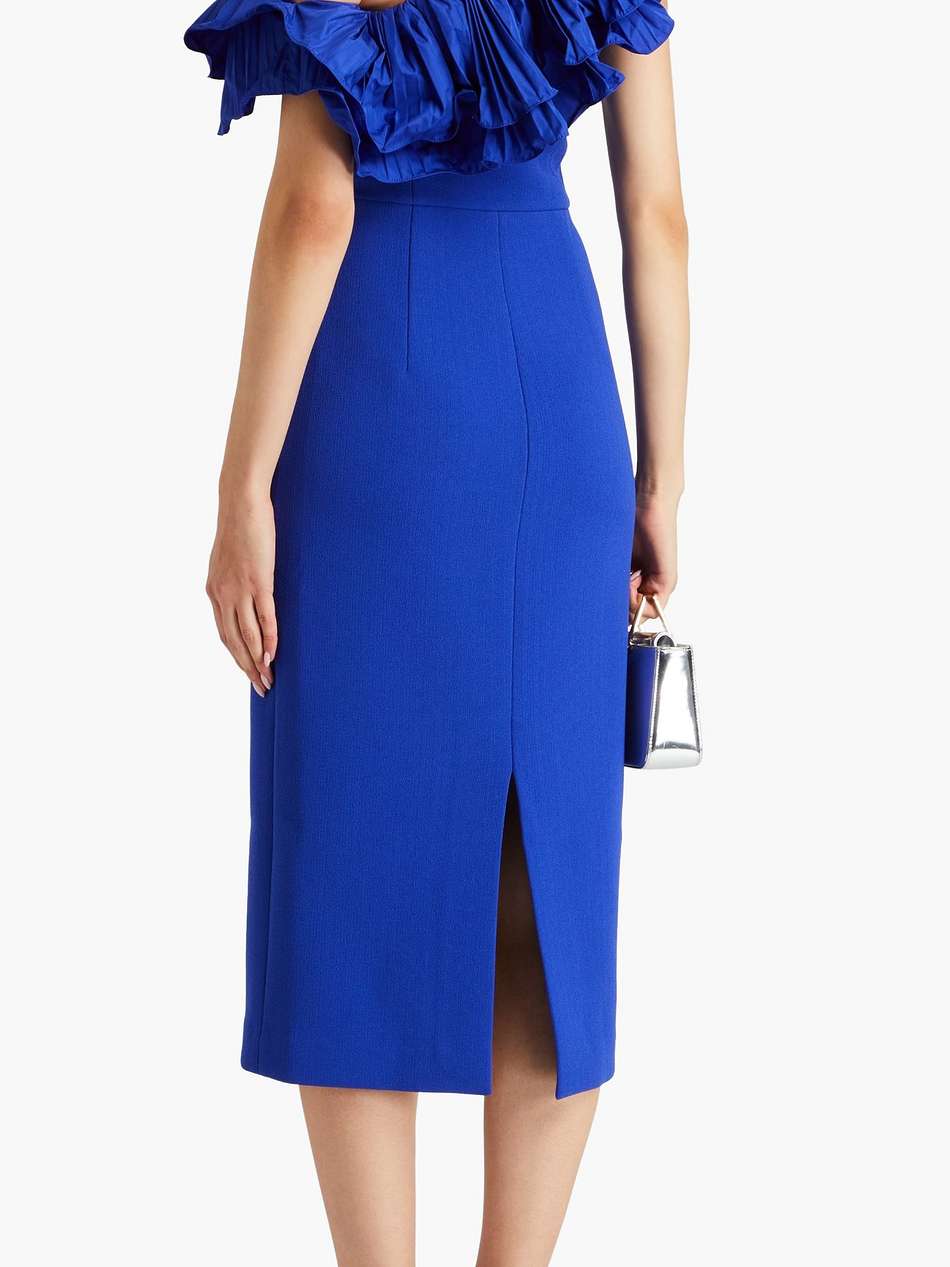 cora one-shoulder ruffled taffeta and crepe midi dress