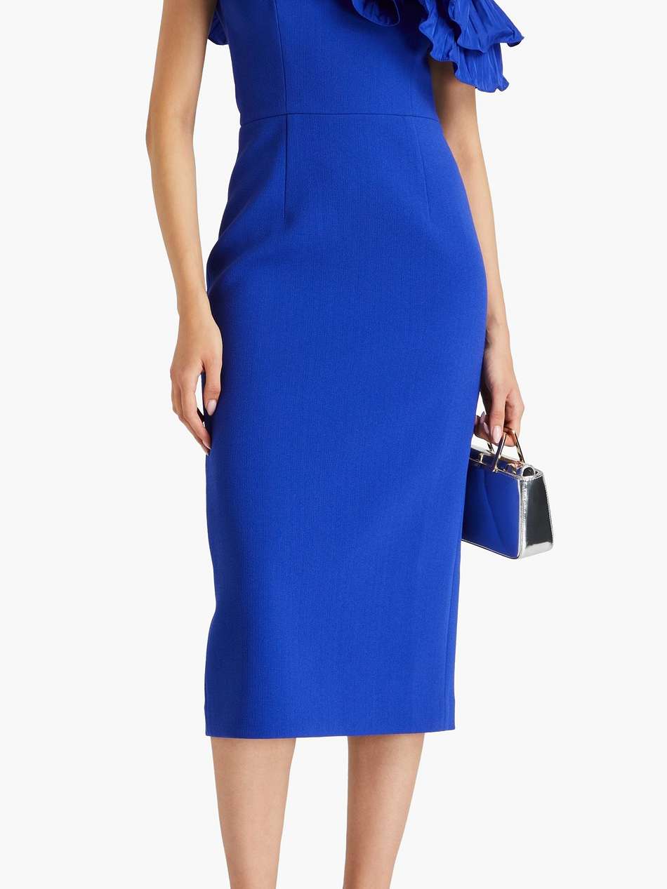 cora one-shoulder ruffled taffeta and crepe midi dress