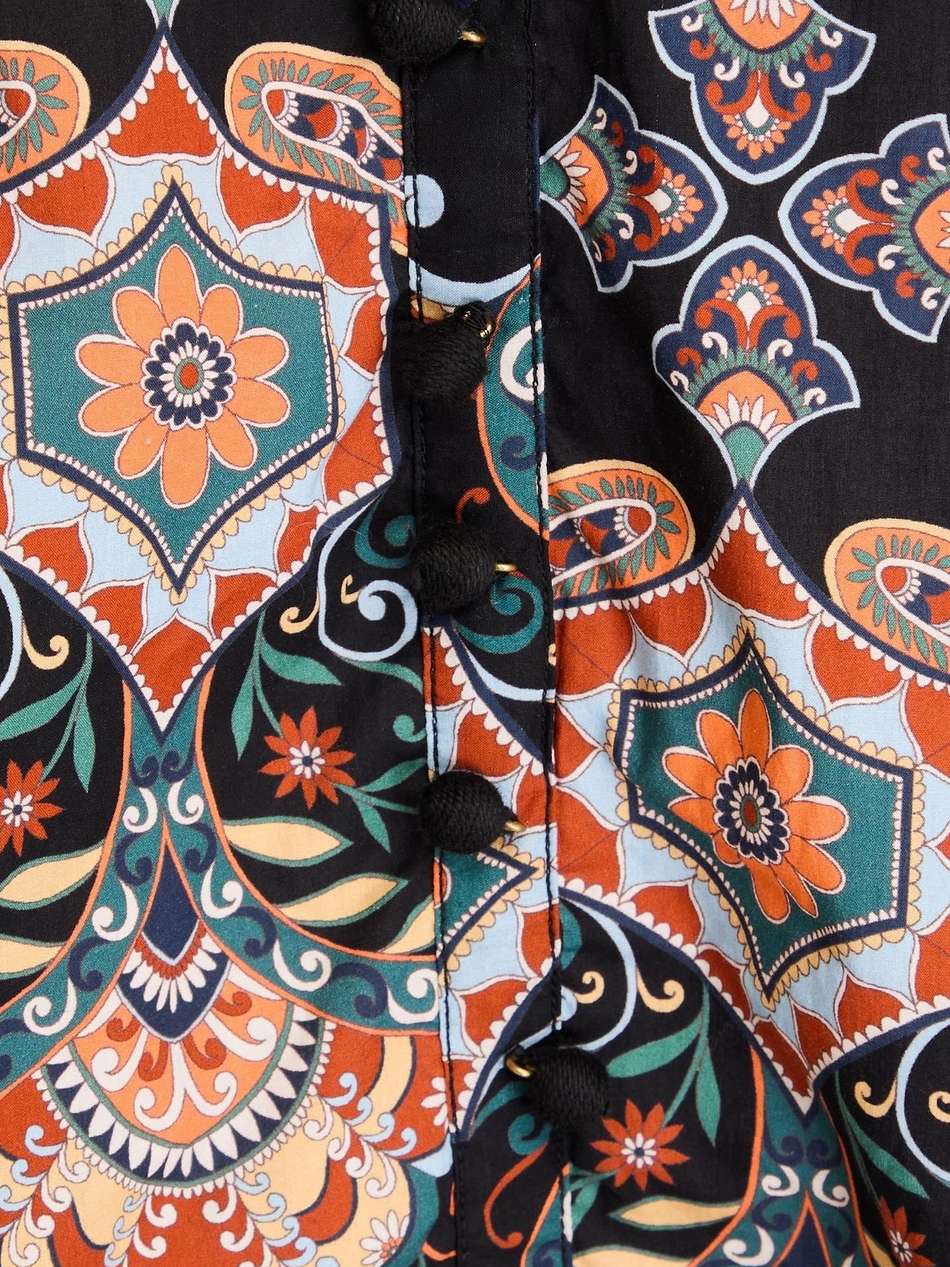 emma guipure lace-paneled printed cotton-poplin blouse