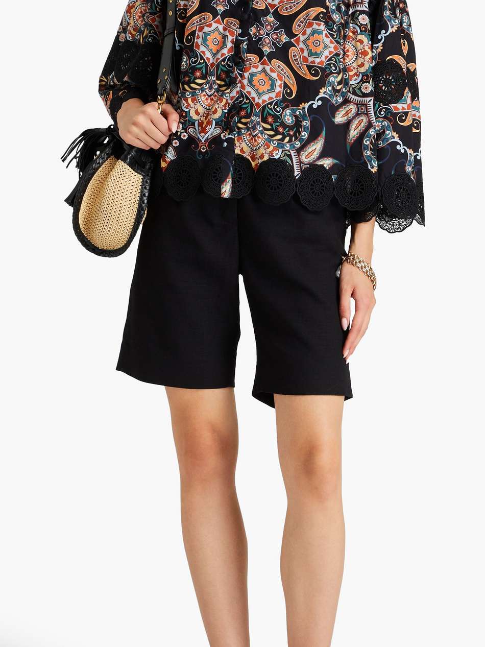 emma guipure lace-paneled printed cotton-poplin blouse