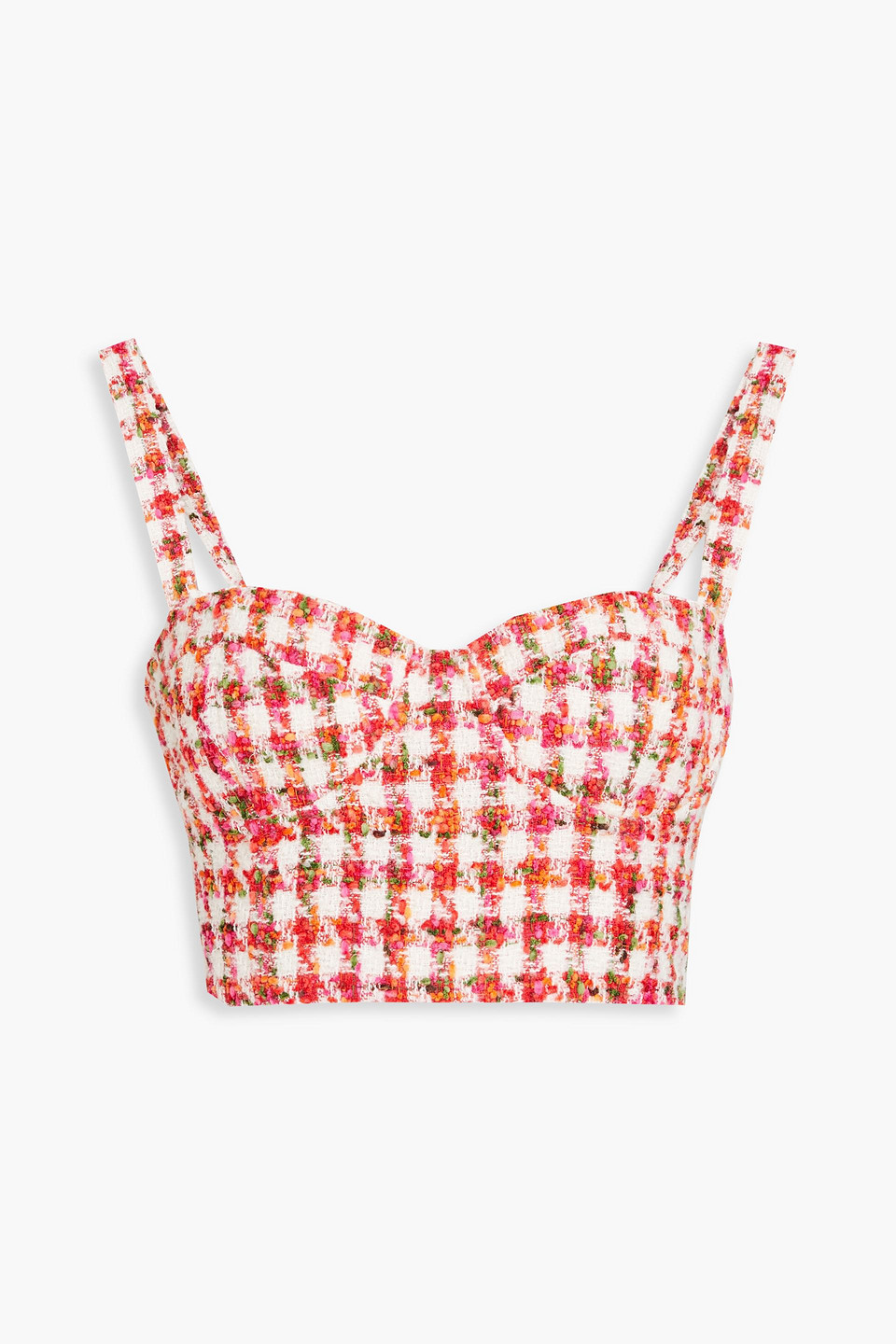 Cara Cara Claudine Gingham Tweed Top In Red