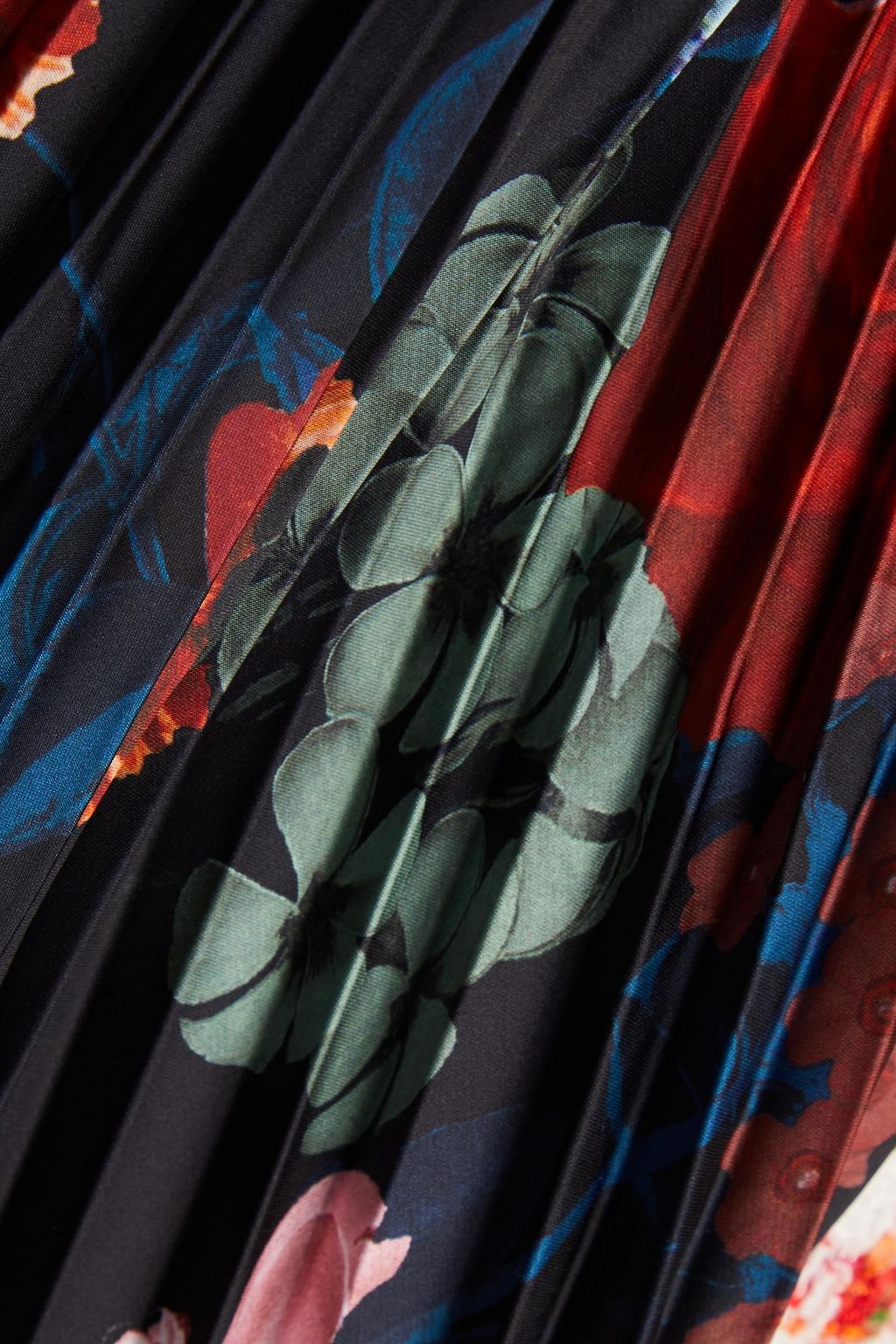 CARA CARA Pleated floral-print satin midi wrap skirt