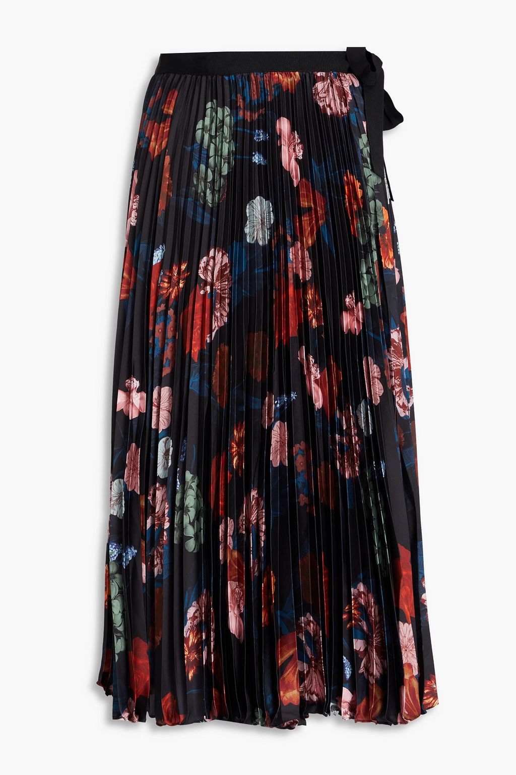 CARA CARA Pleated floral-print satin midi wrap skirt | THE