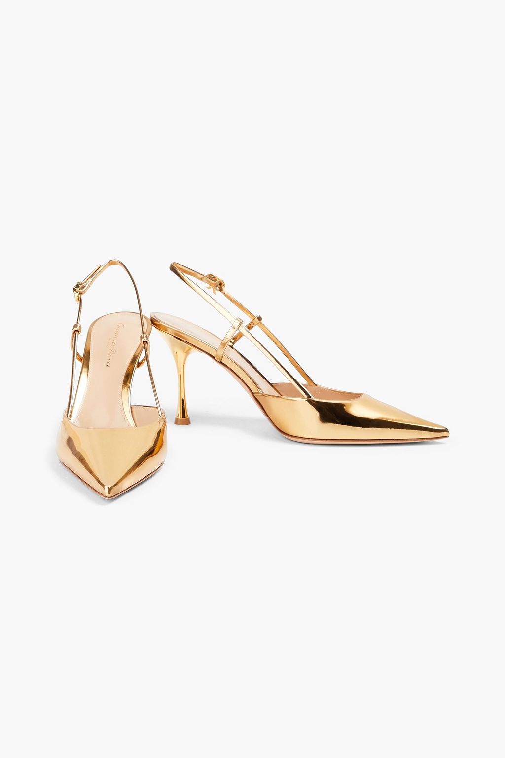 GIANVITO ROSSI Ascent mirrored-leather slingback pumps