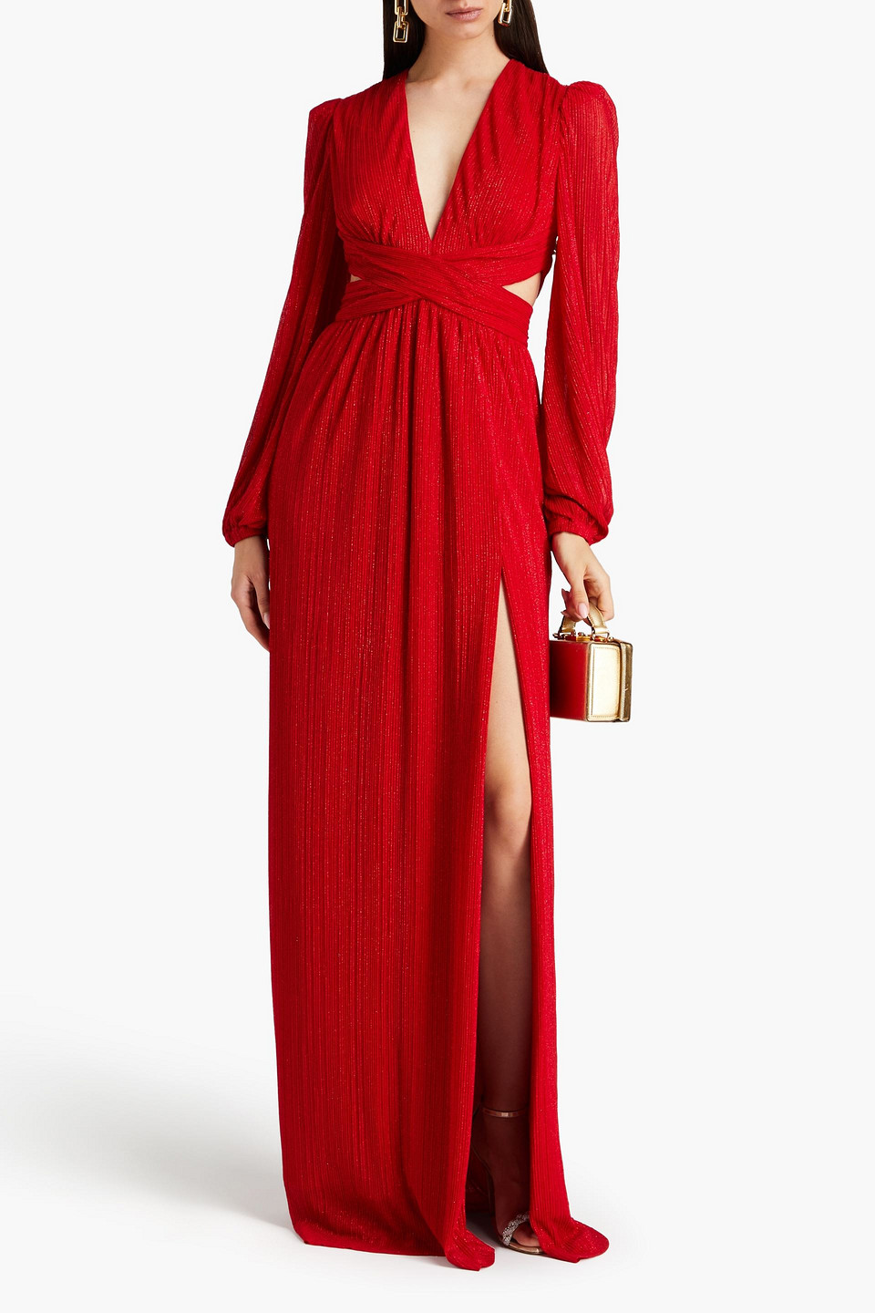 Rebecca Vallance Samantha Long-sleeve Maxi Dress In Red