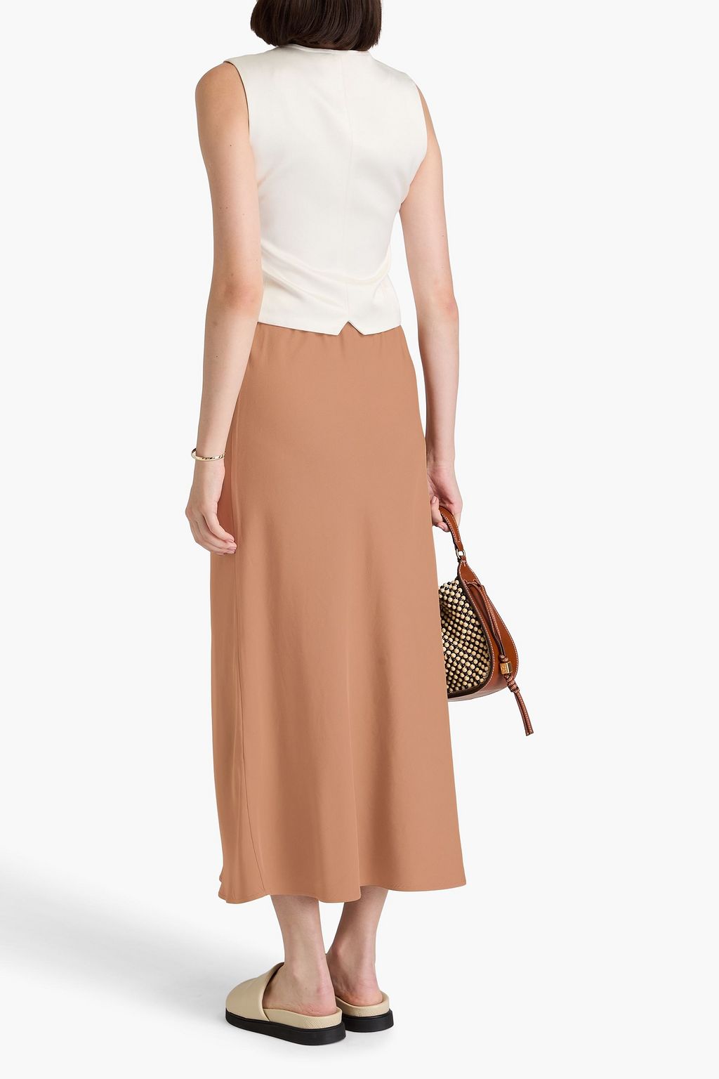 BY MALENE BIRGER تنورة "بوشان" متوسطة الطول من الساتان تويل
