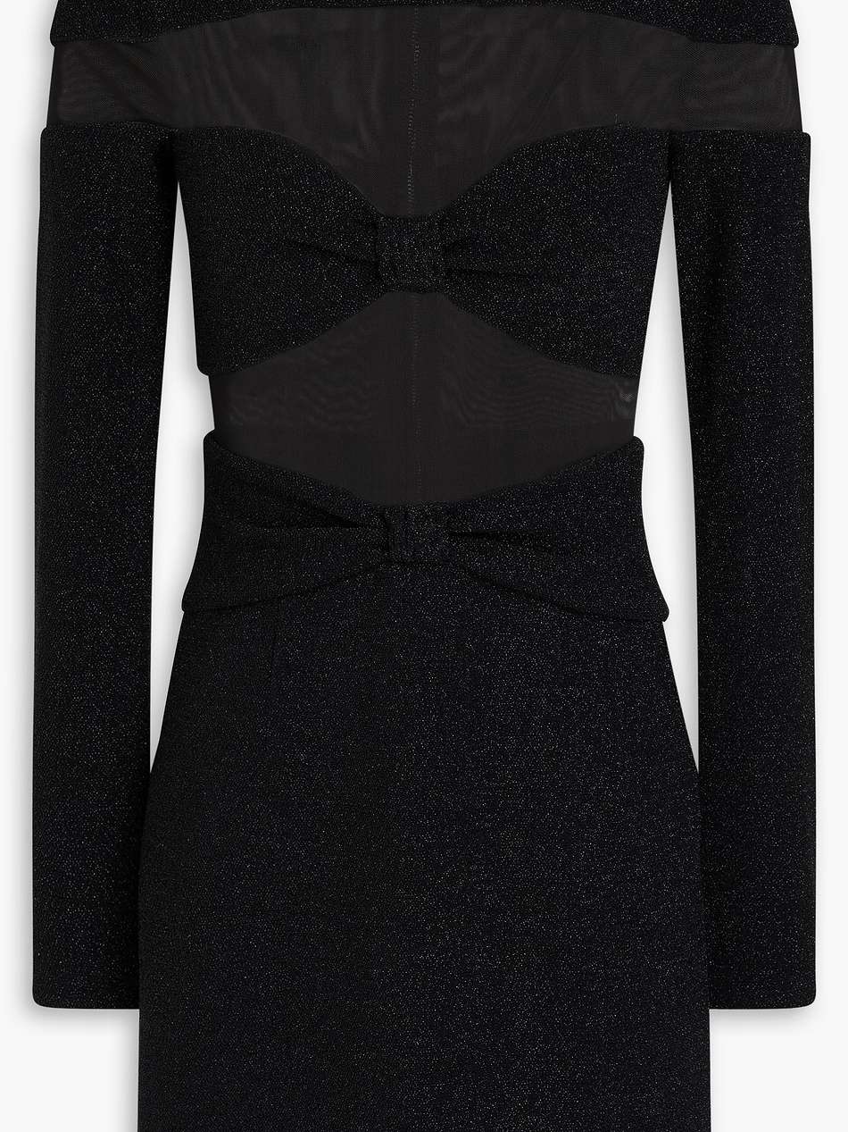 simone embellished metallic mesh and stretch-knit mini dress