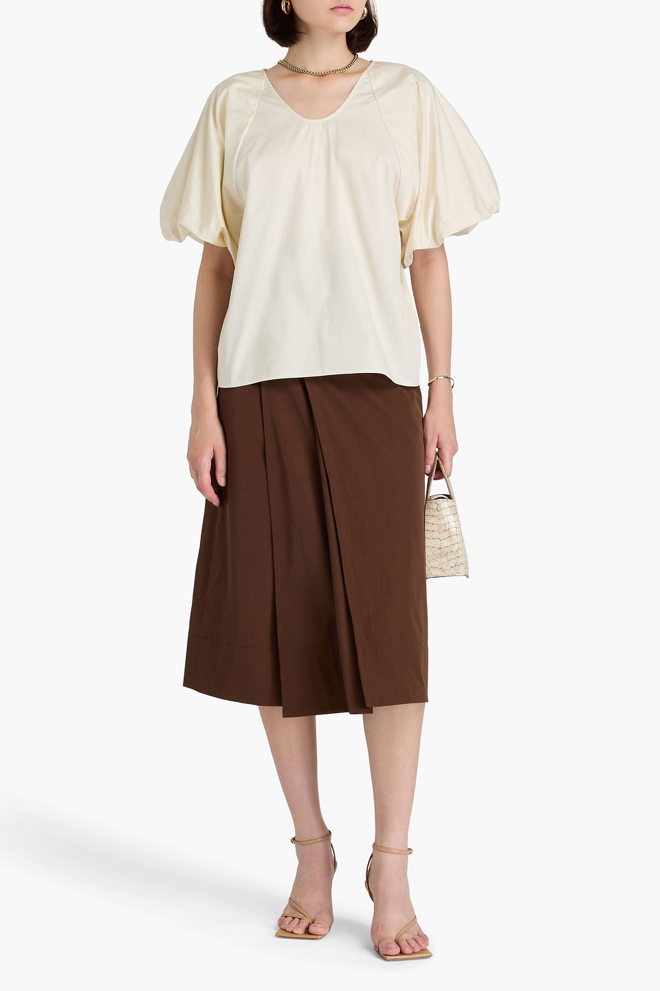 By Malene Birger Piamonte Cotton-poplin Top In Cream