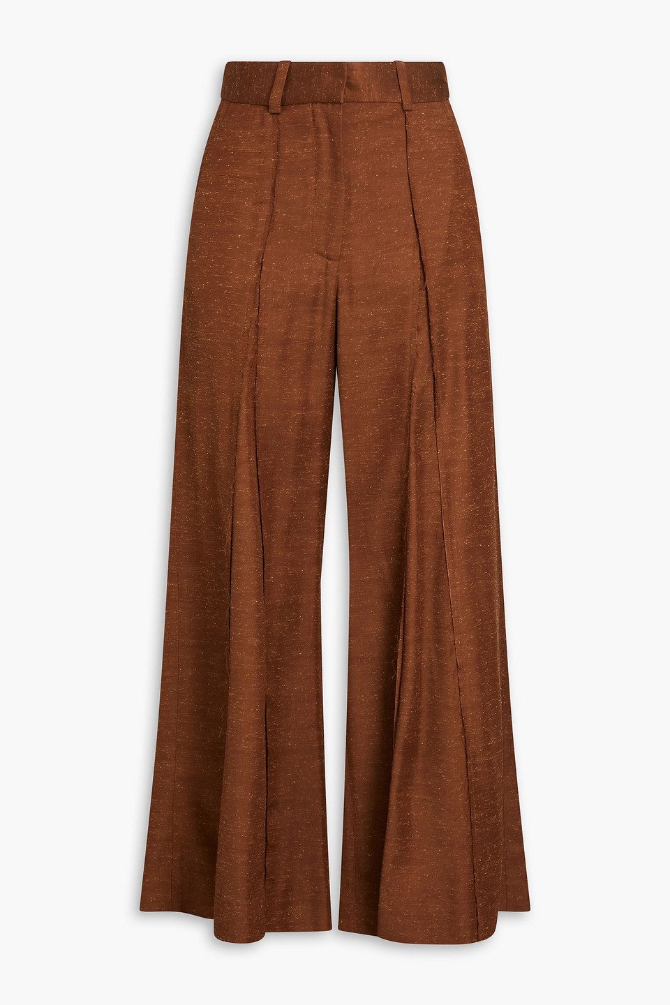 By Malene Birger Puglia Slub Twill Wide-leg Pants In Brown