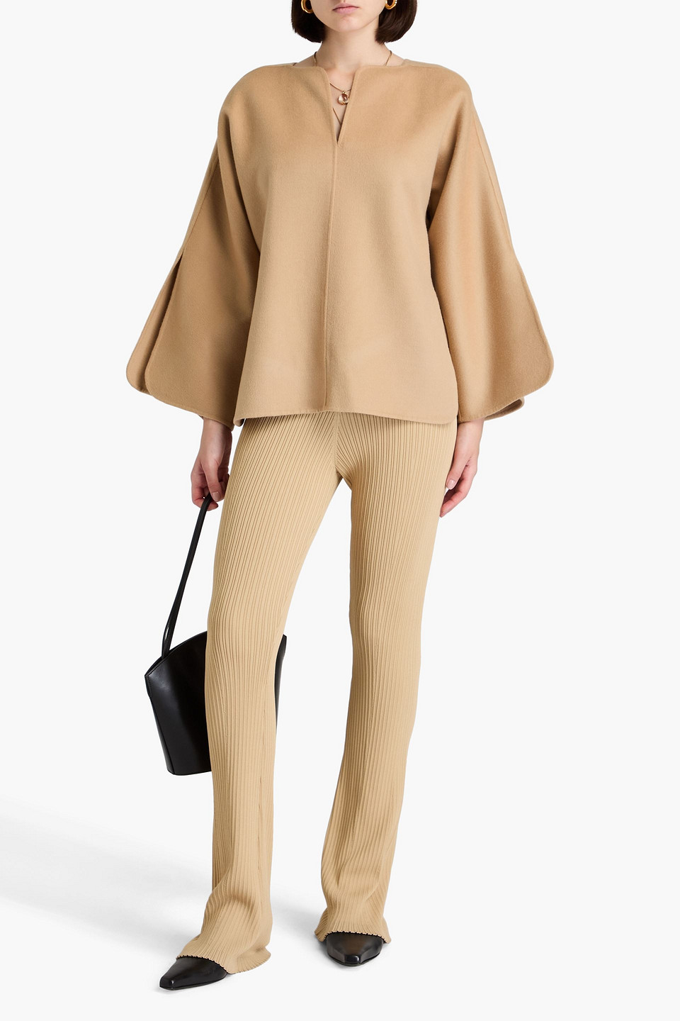 By Malene Birger Calias Brushed Wool-felt Top In Sand