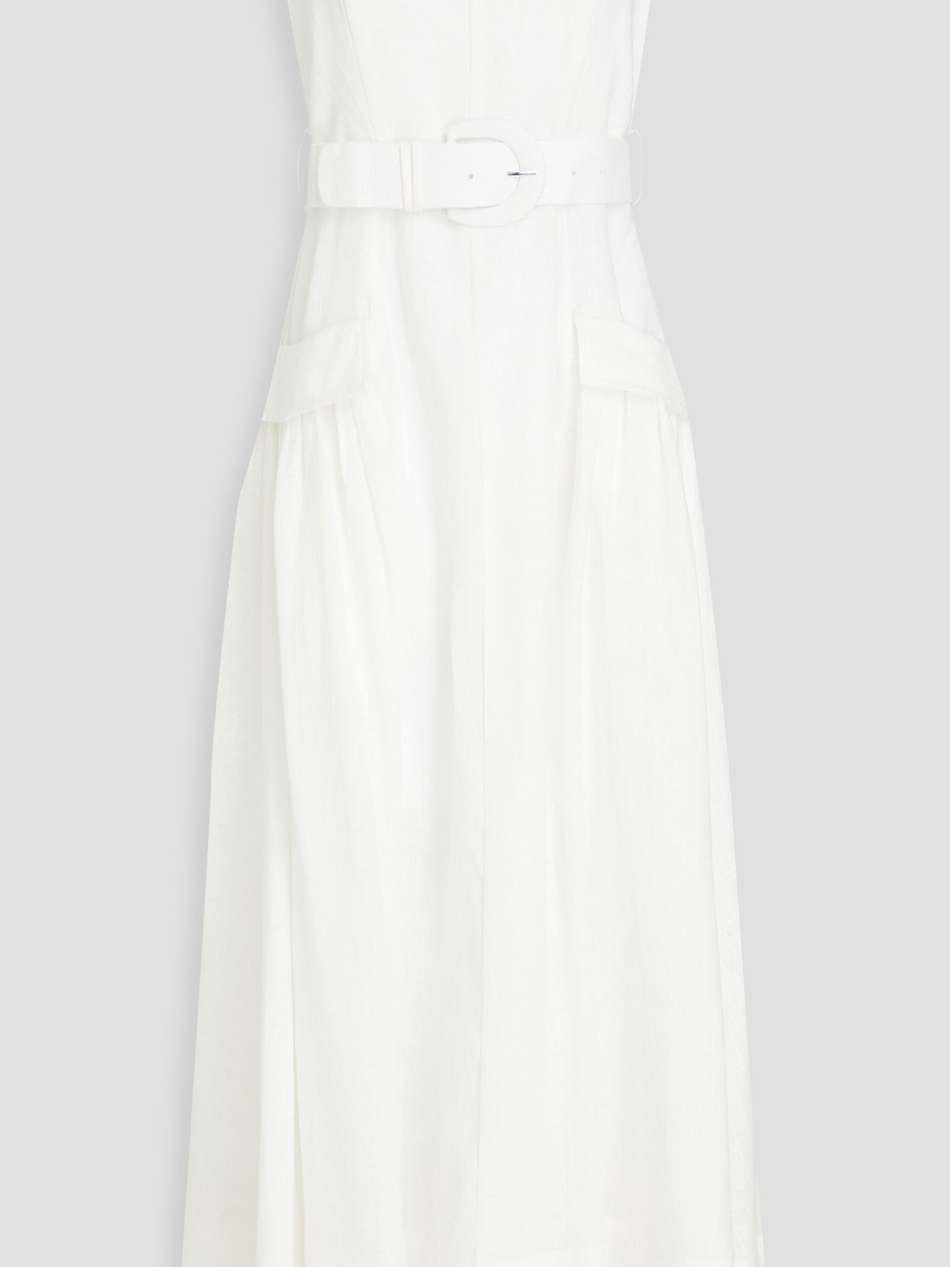 belted linen maxi dress