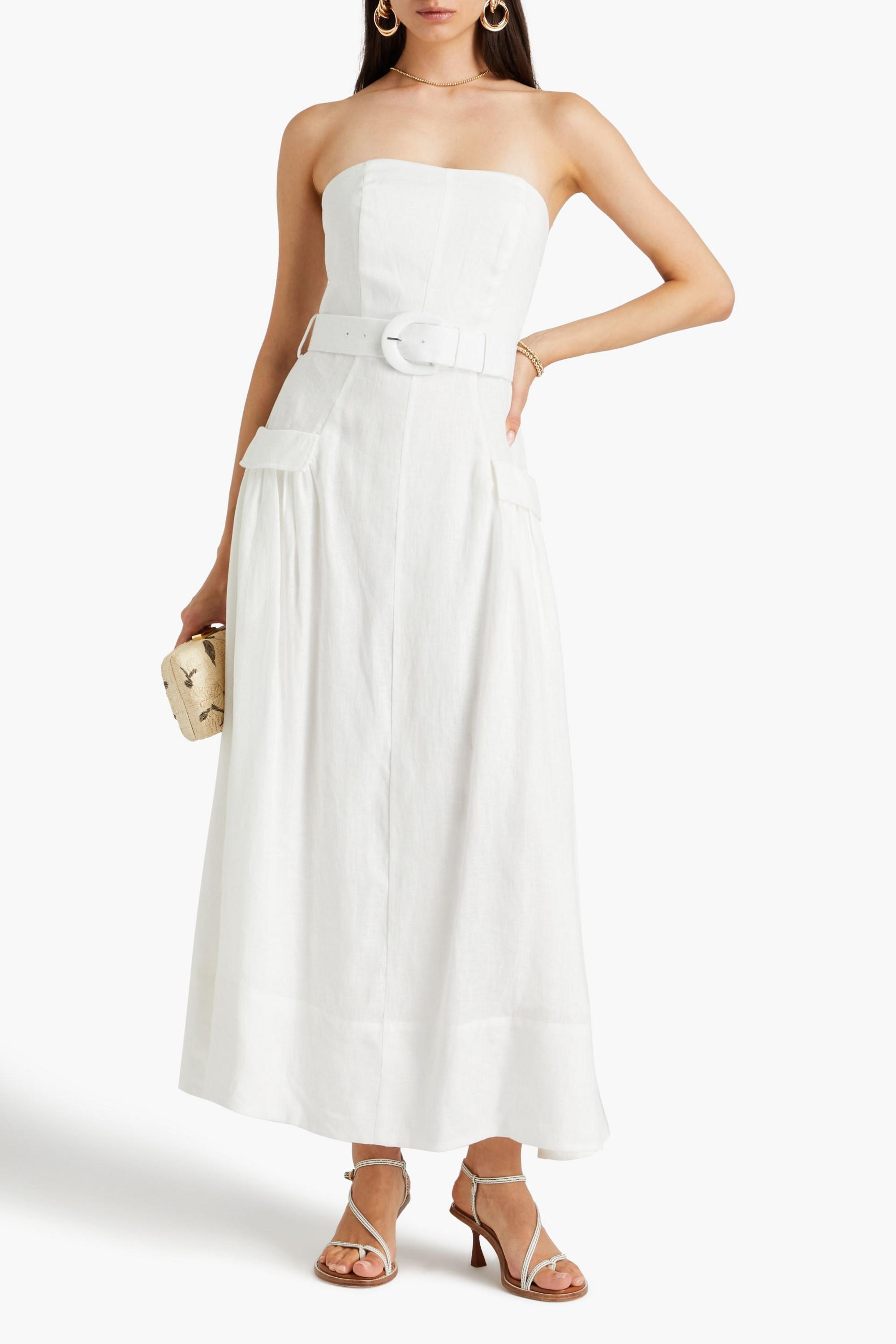 nicholas linen dress NICHOLAS - Strapless linen maxi dress