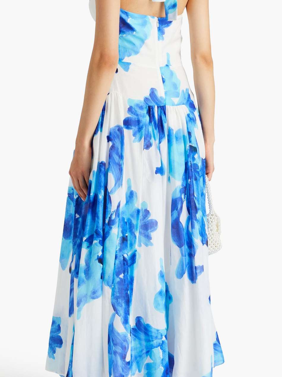 floral-print cotton and silk-blend voile halterneck midi dress