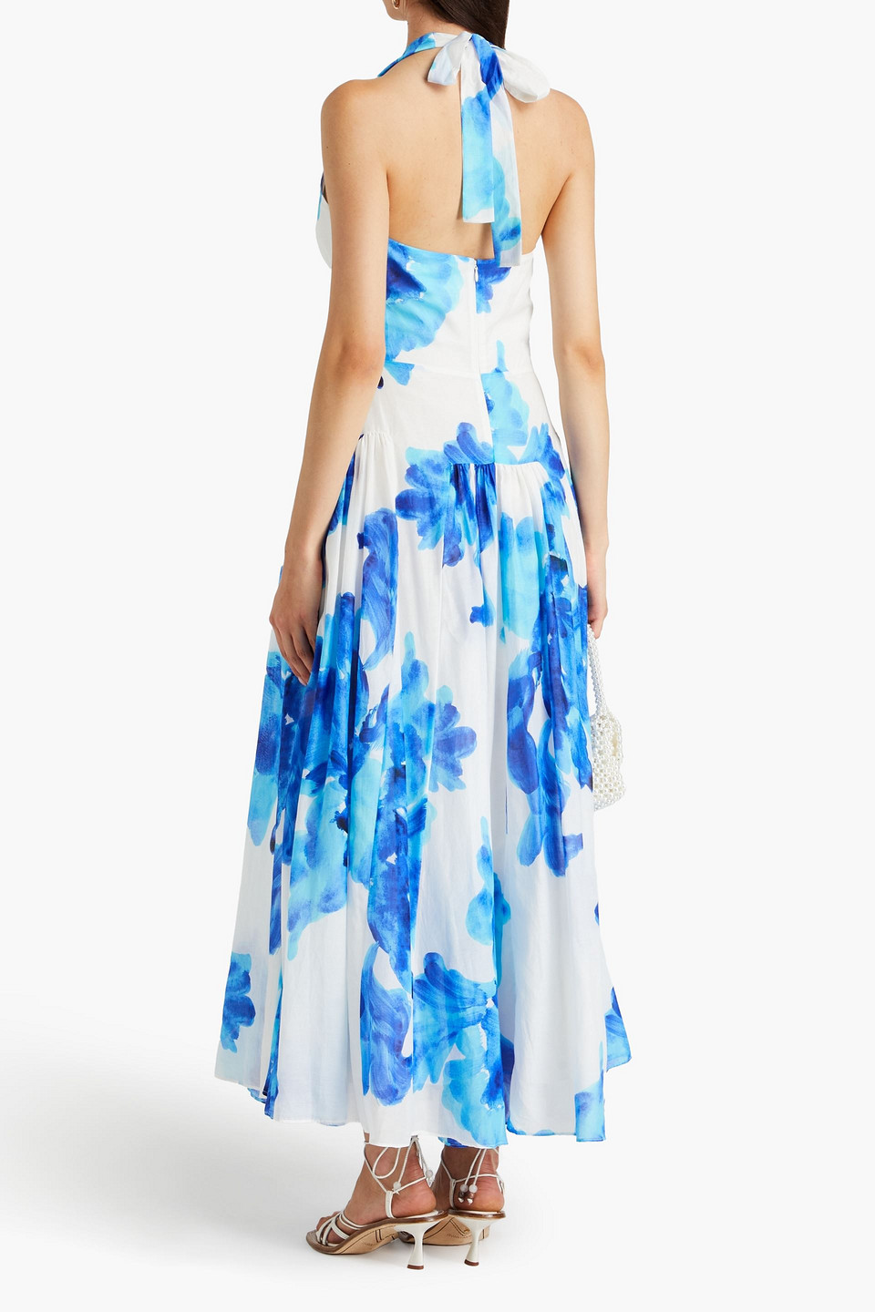 Nicholas Giulia Printed Cotton And Silk-blend Voile Midi Dress In Royal Blue