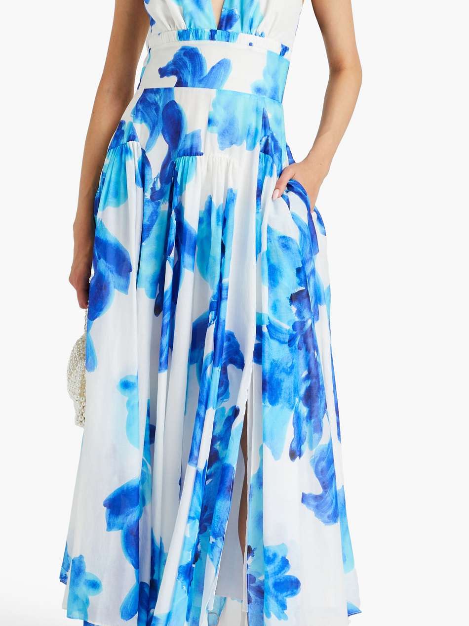 floral-print cotton and silk-blend voile halterneck midi dress
