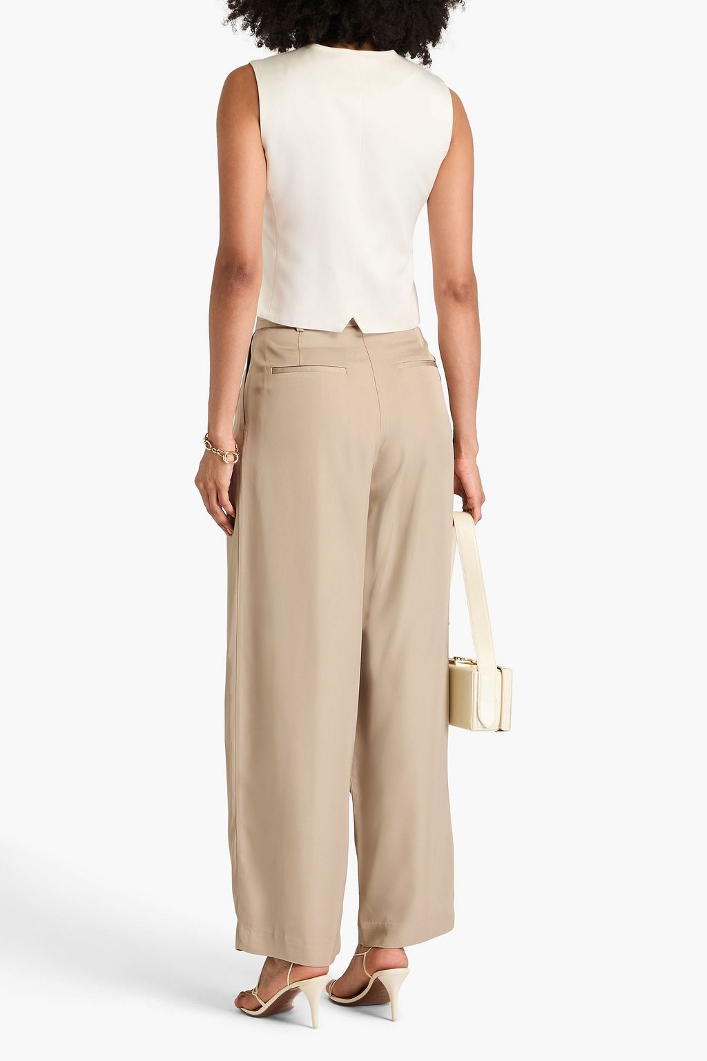 BY MALENE BIRGER Pascali pleated satin-twill wide-leg pants