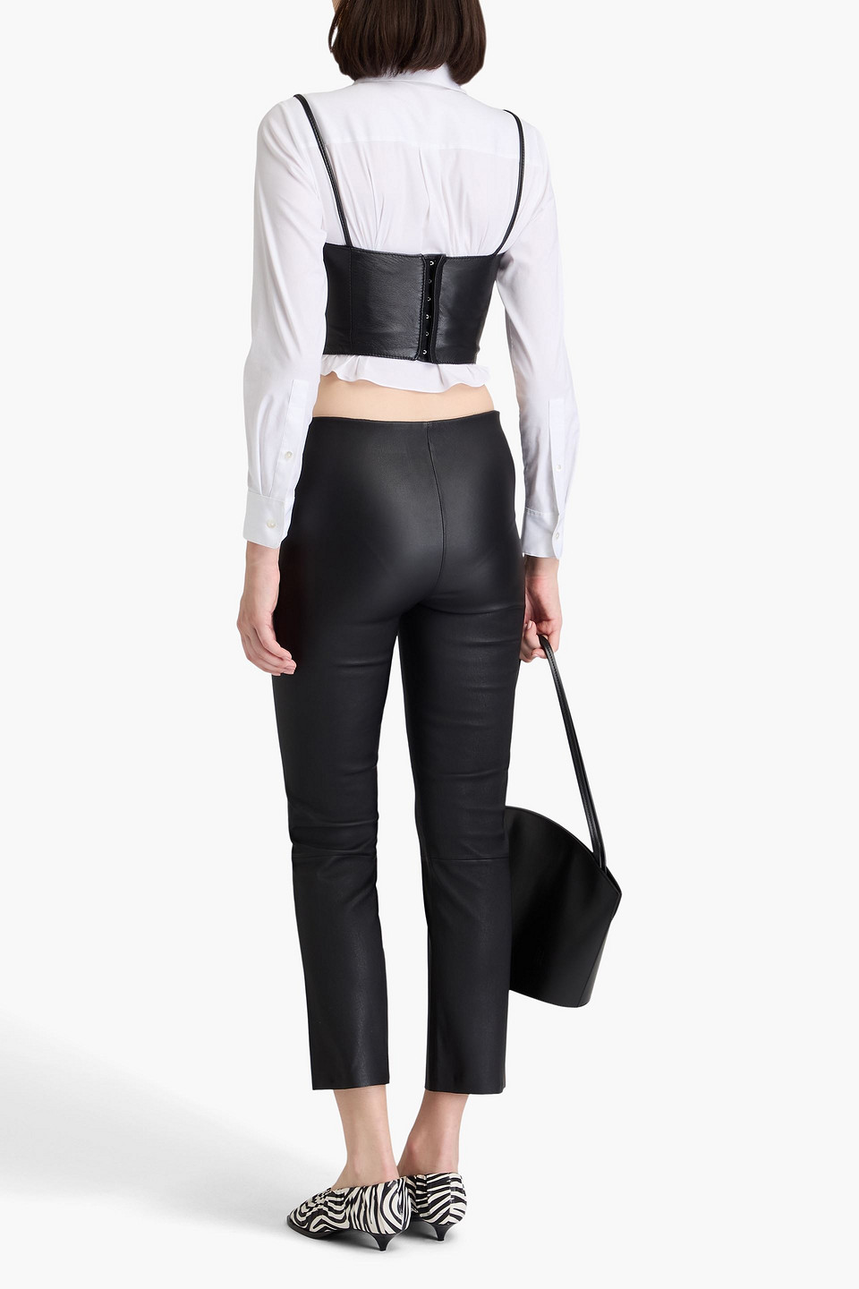 By Malene Birger Florentina Cropped Stretch-leather Slim-leg Pants In Black