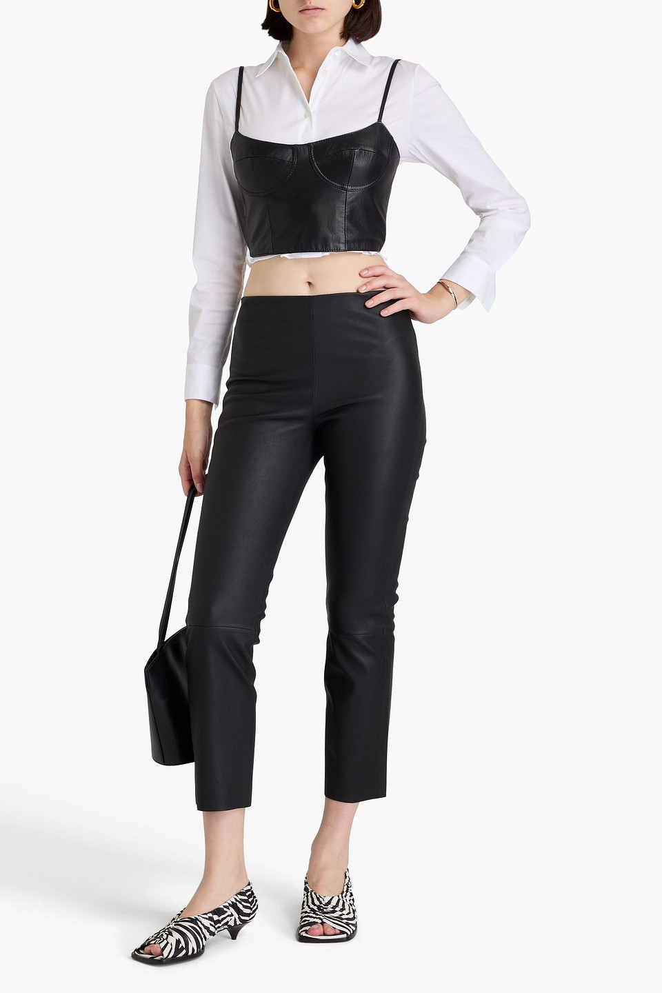 By Malene Birger Florentina Cropped Stretch-leather Slim-leg Pants In Black
