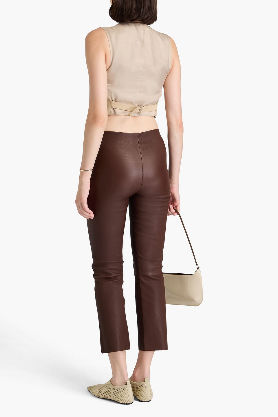 BY MALENE BIRGER FLORENTINA CROPPED STRETCH-LEATHER SLIM-LEG PANTS