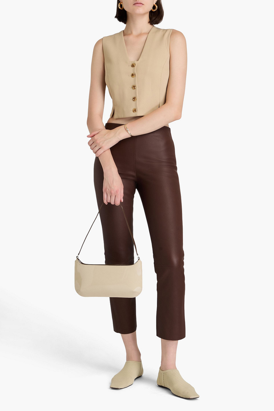 BY MALENE BIRGER FLORENTINA CROPPED STRETCH-LEATHER SLIM-LEG PANTS