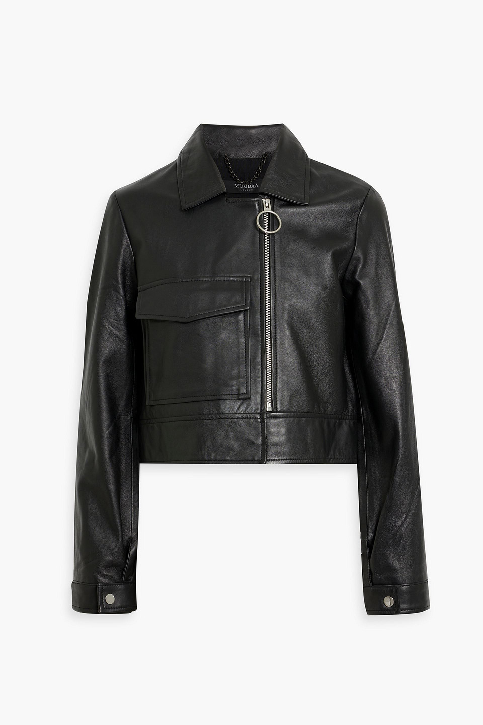 Muubaa Tabitha Cropped Leather Jacket In Black
