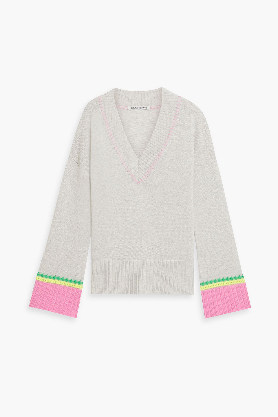 autumn cashmere - striped cashmere sweater - gray - xs